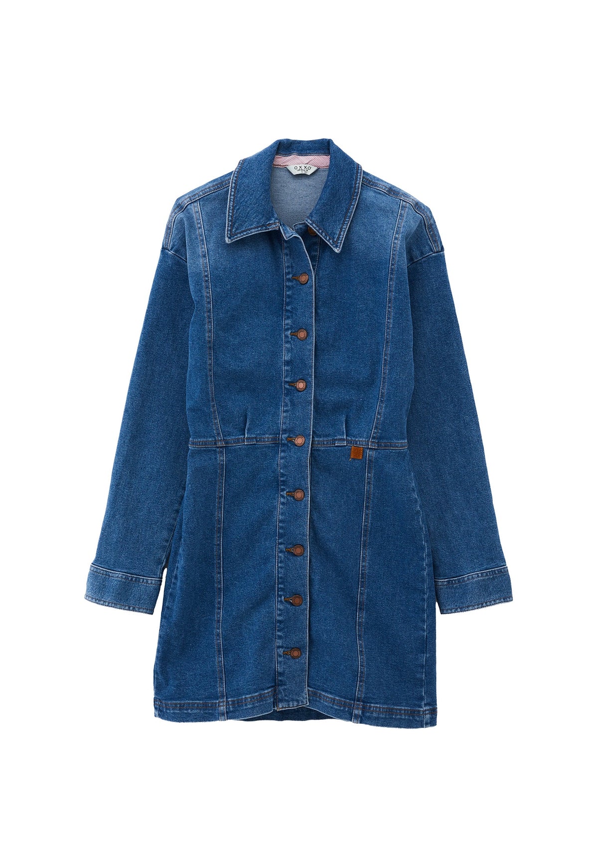 Loose Fit Short Jumpsuit Dress - MID BLUE DENIM