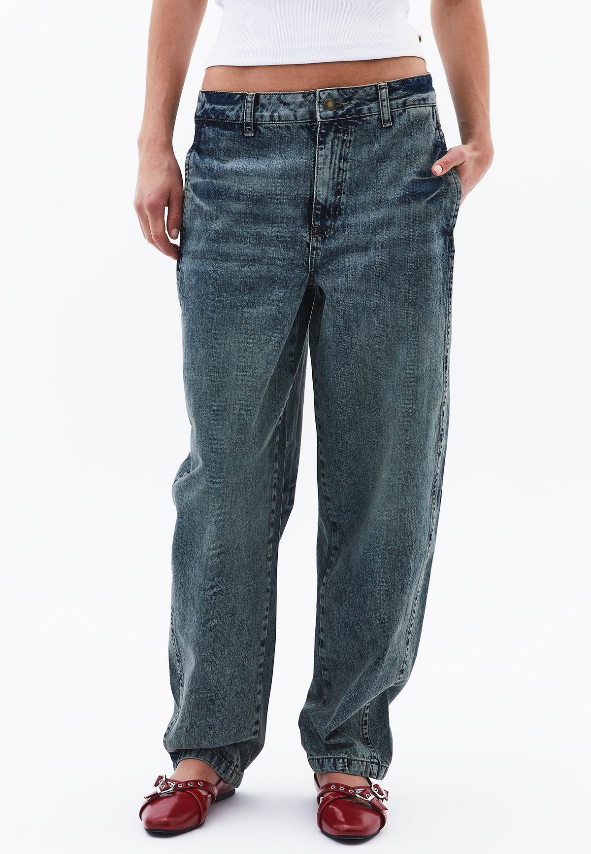 Barrel Leg Jeans - MID BROWN DENIM
