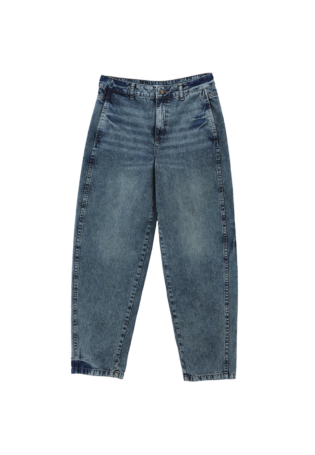 Barrel Leg Jeans - MID BROWN DENIM