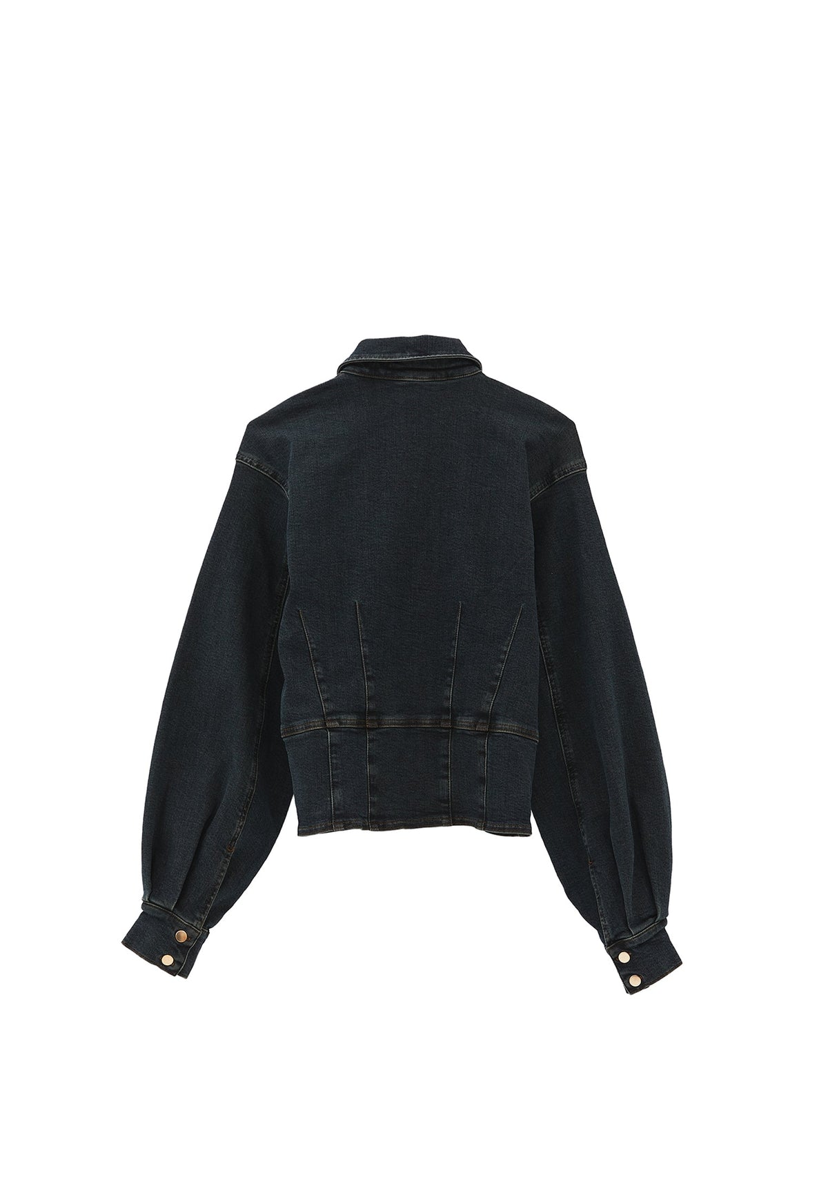 Cropped Long Sleeve Blouse - MID BROWN DENIM