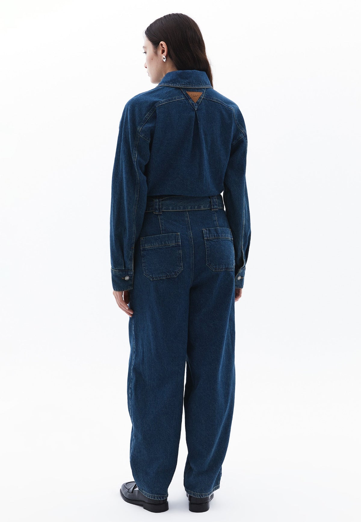 Women Denim Standard Jumpsuit - MID GREEN DENIM