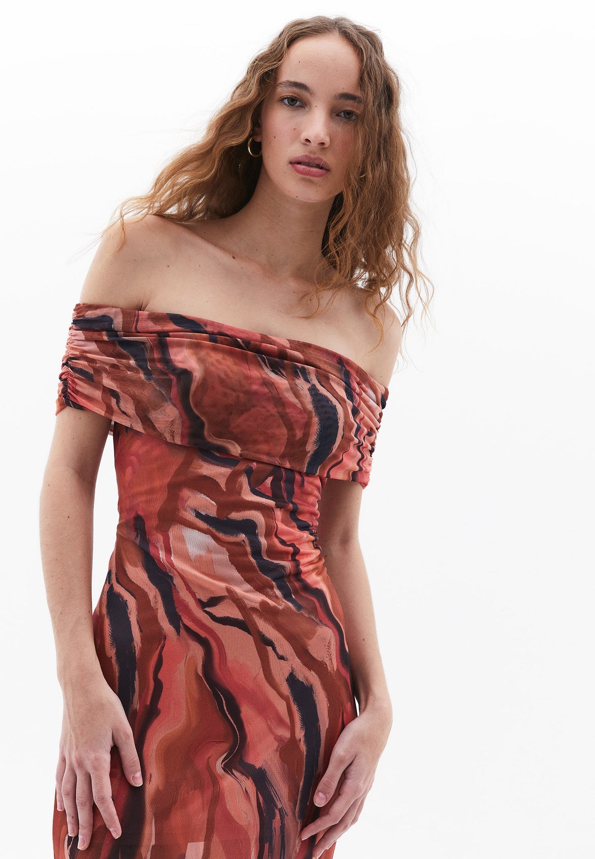 Off Shoulder Long Bodycon Dress - MIX COMB