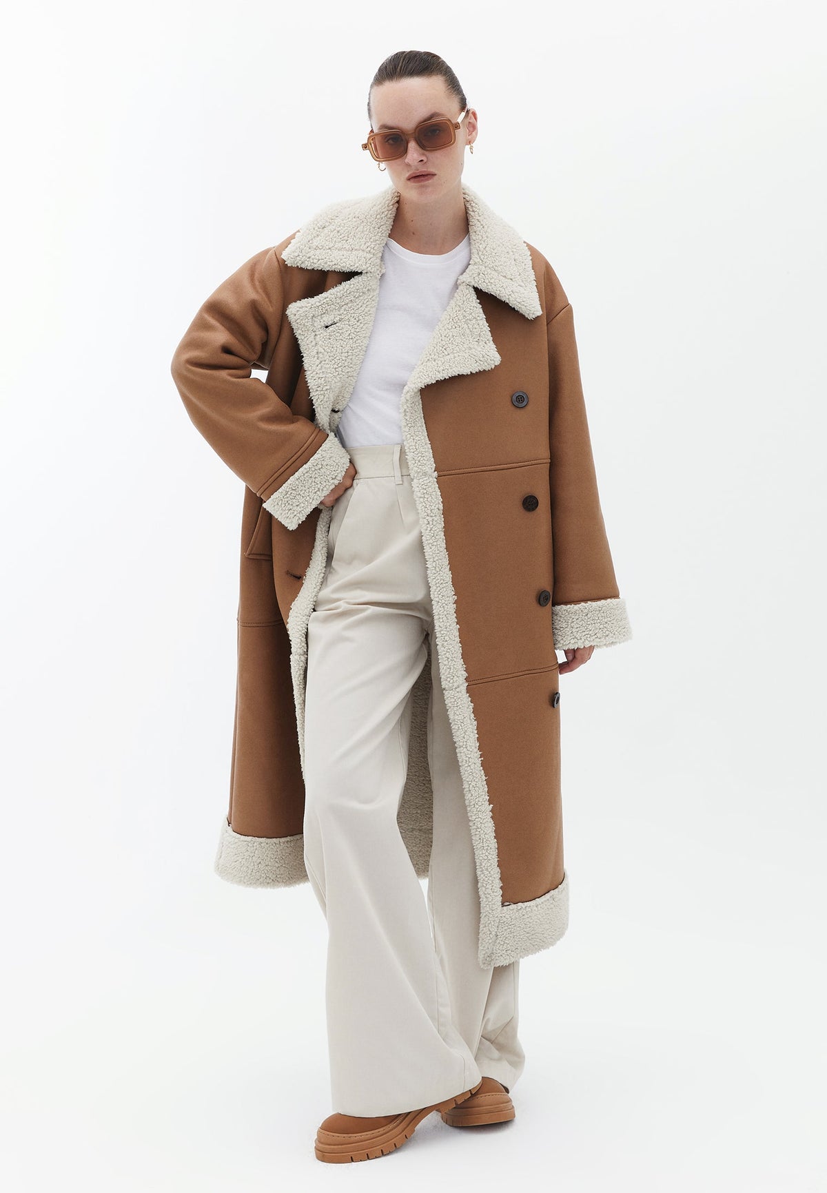 Long Loose Coat With Pocket Details - MOUNTAIN TRAIL