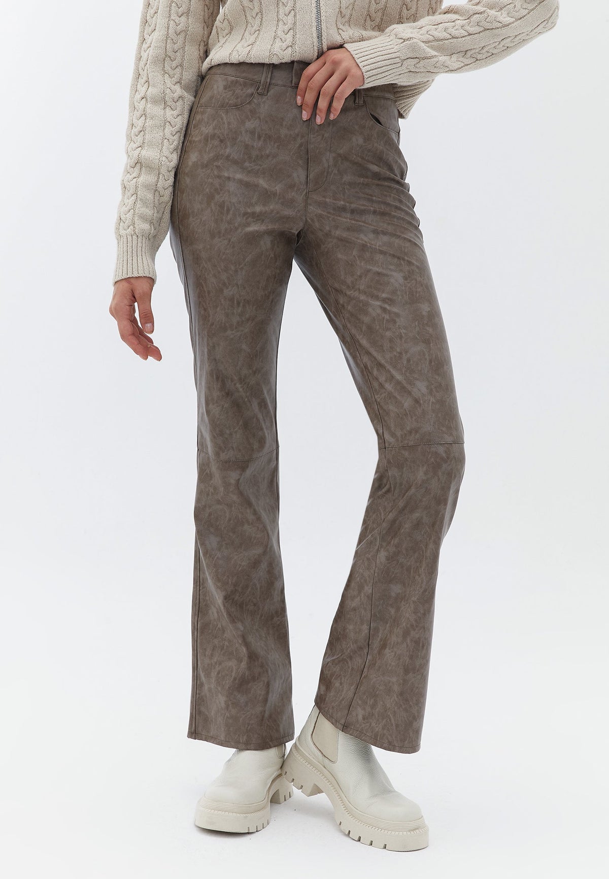 Bootcut Leather Pants With Straight Leg - MOUNTAIN TRAIL