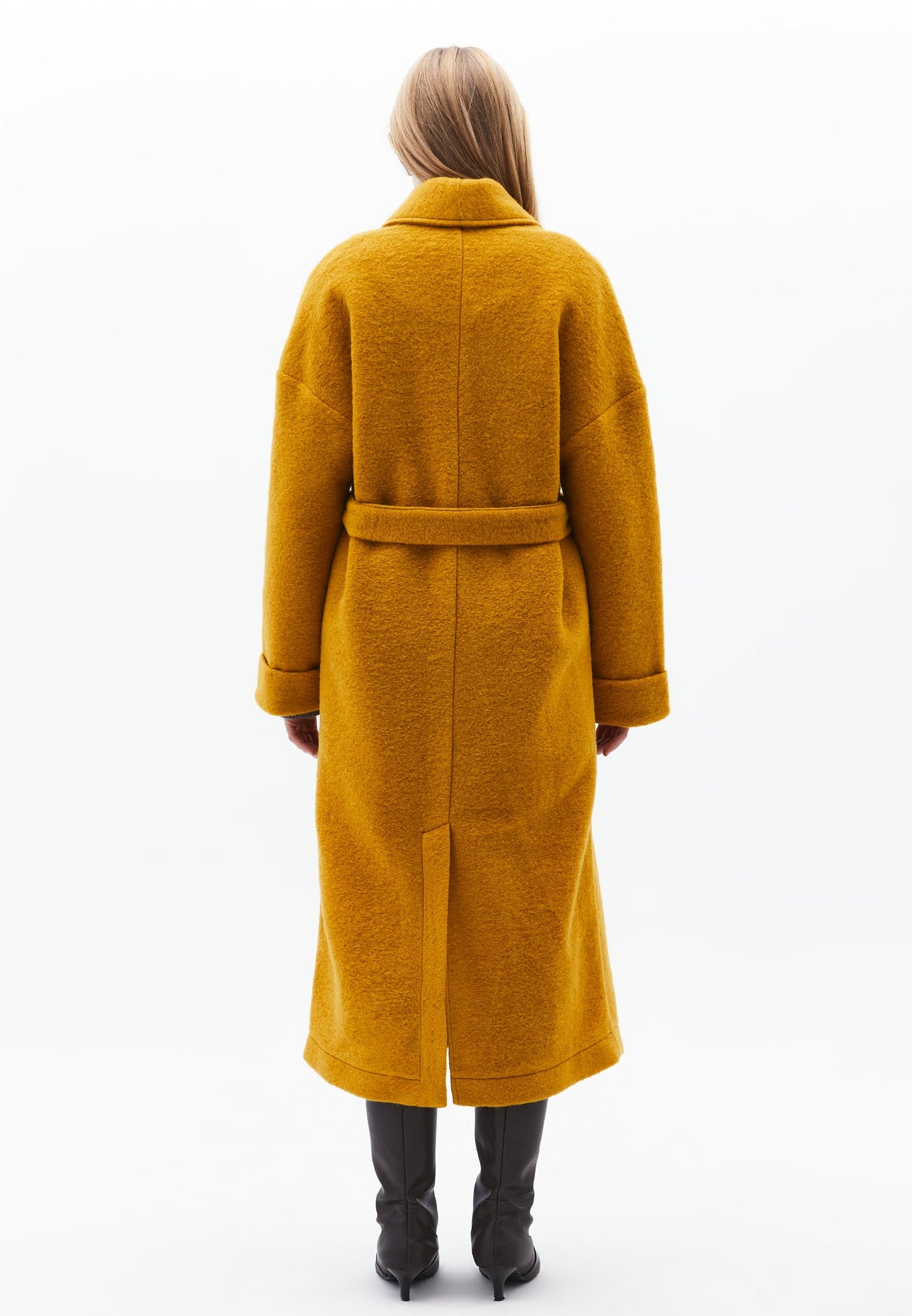 Long Coat With Shawl Collar And Belt Detail - NARCISSUS