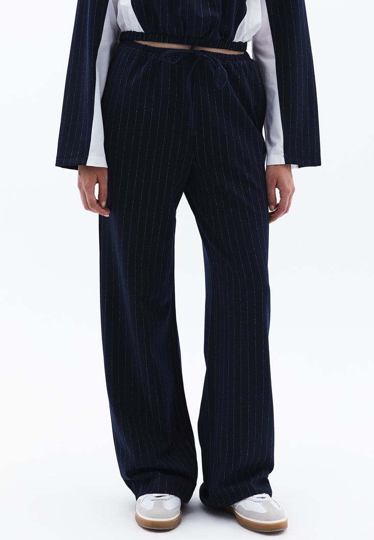 High Waist Straight Leg Pocket Detailed Pants - NAVAL ACADEMY