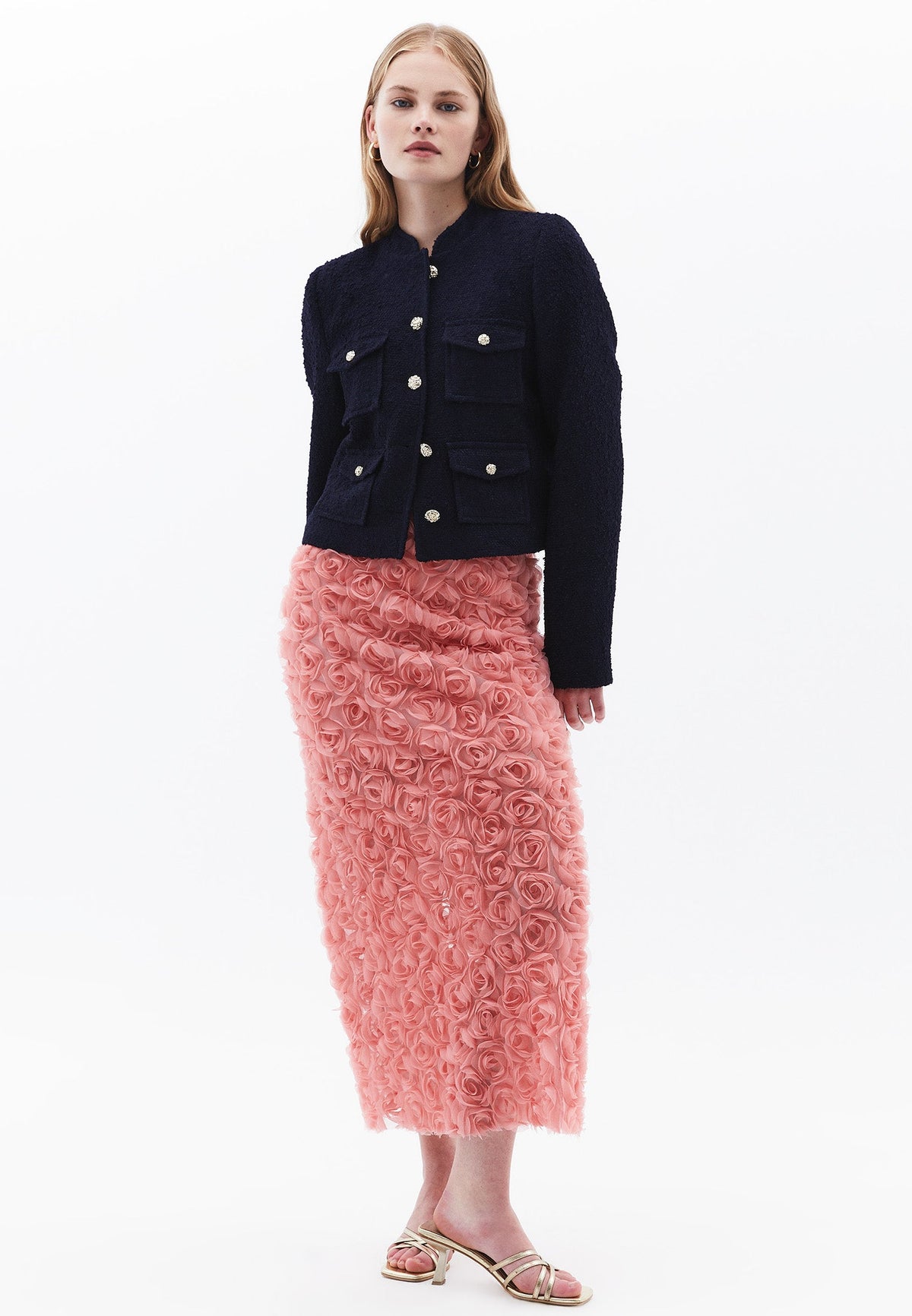 Short Tweed Jacket With Pocket Detail - NAVAL ACADEMY