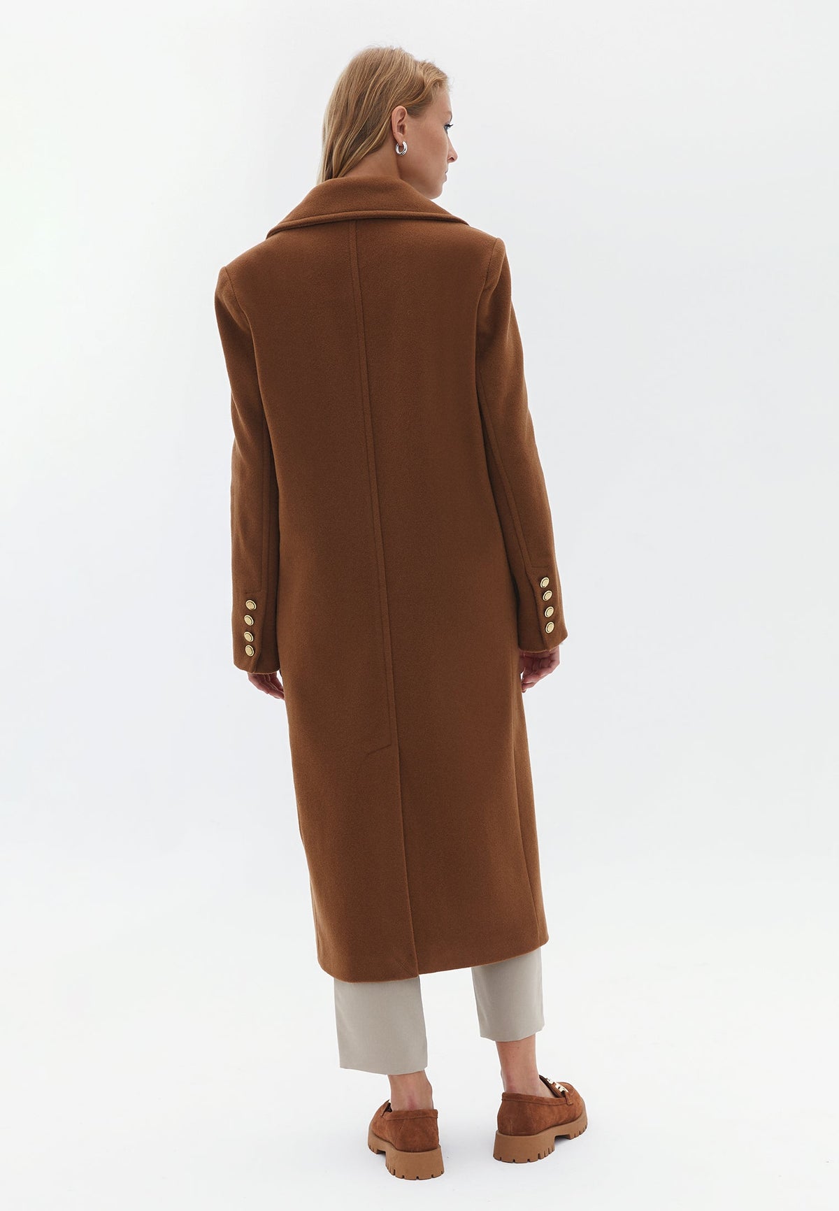 Long Coat With Button Details - NUTHATCH