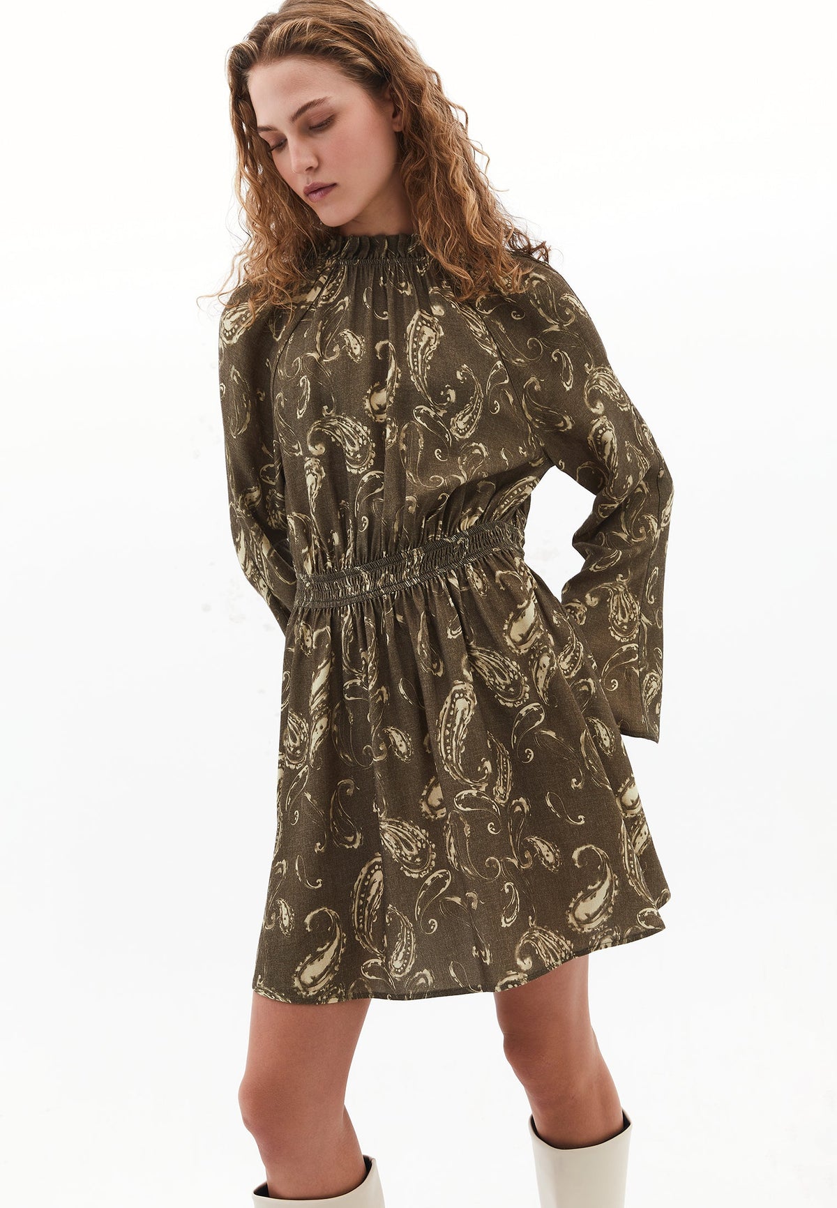Printed A-Line Dress - PAISLEY COMB