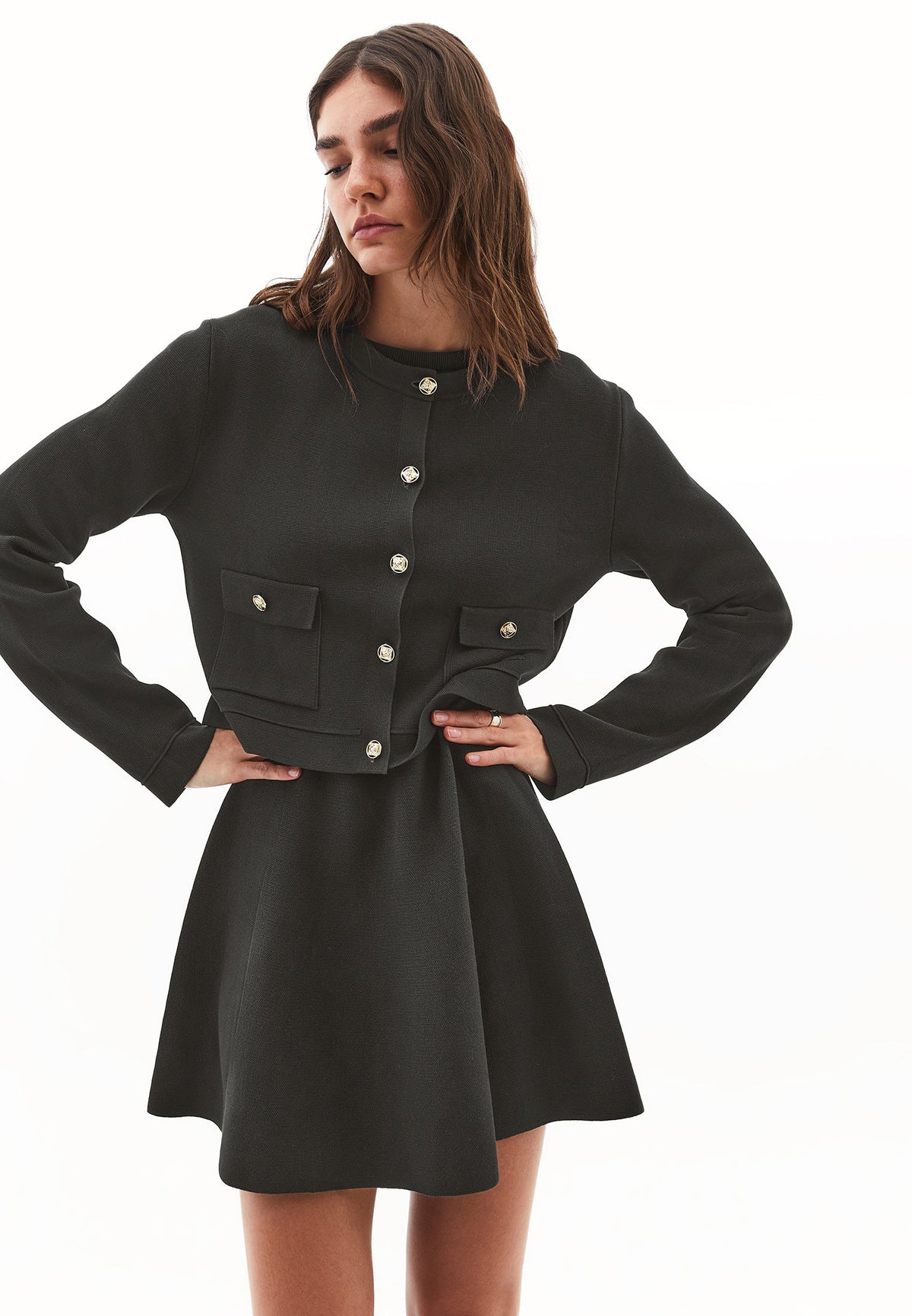 Short Cardigan With Button Details - PEAT