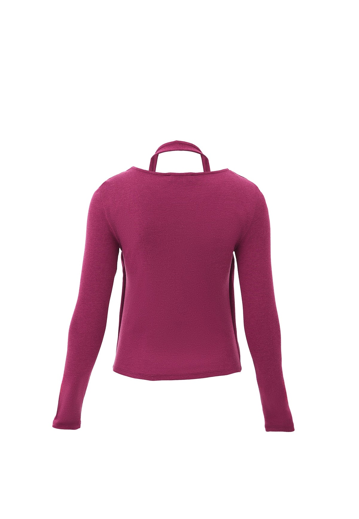 V Neck Long Sleeve T-Shirt - RASBERRY COULIS