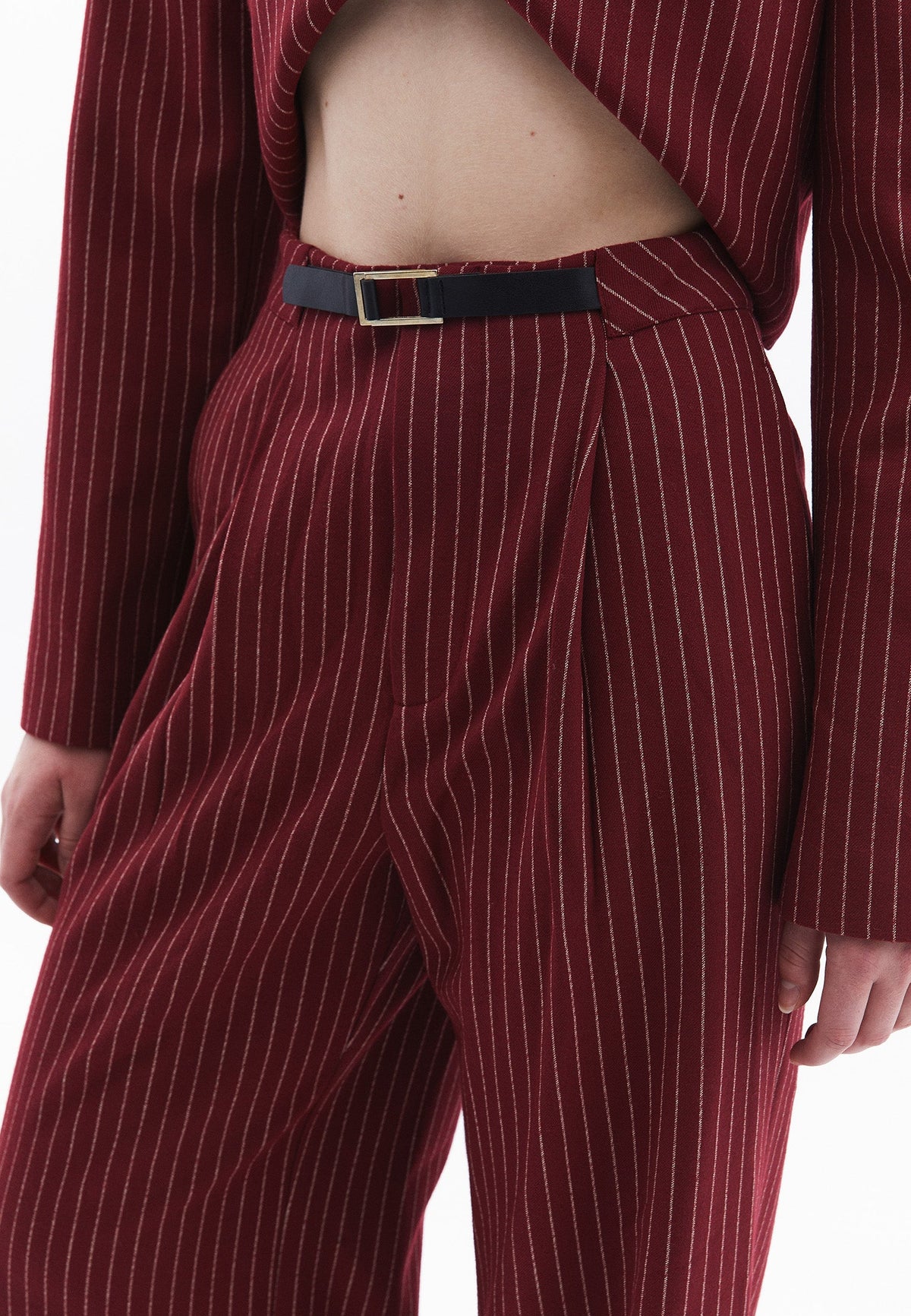 High Waist Wide Leg Trousers - RUMBA RED