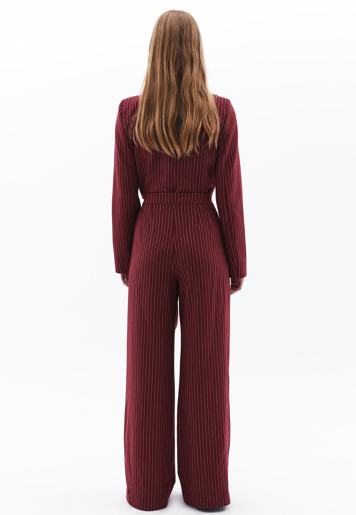 High Waist Wide Leg Trousers - RUMBA RED
