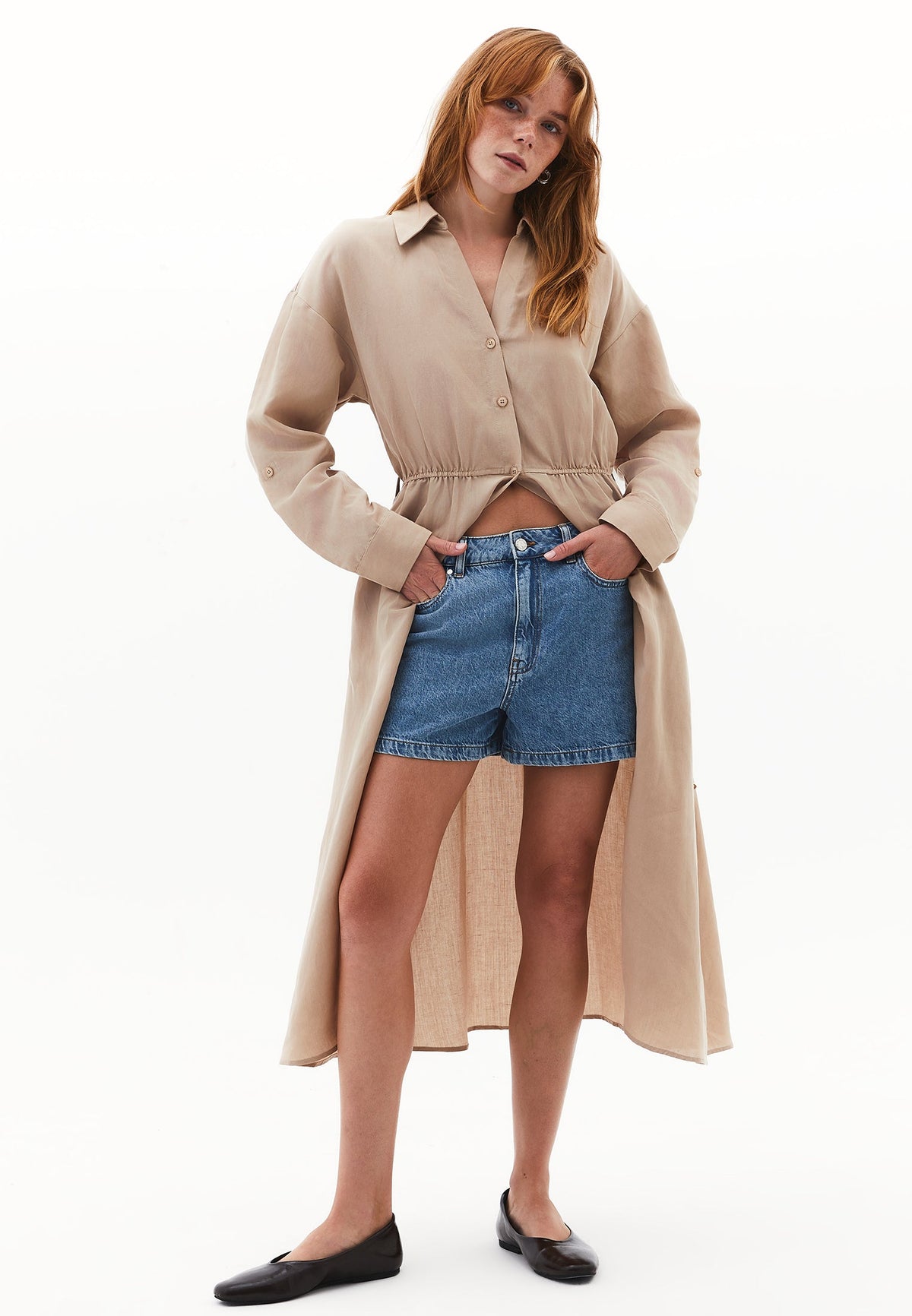 Long Dress With Belt Detail - SAVANNAH TAN