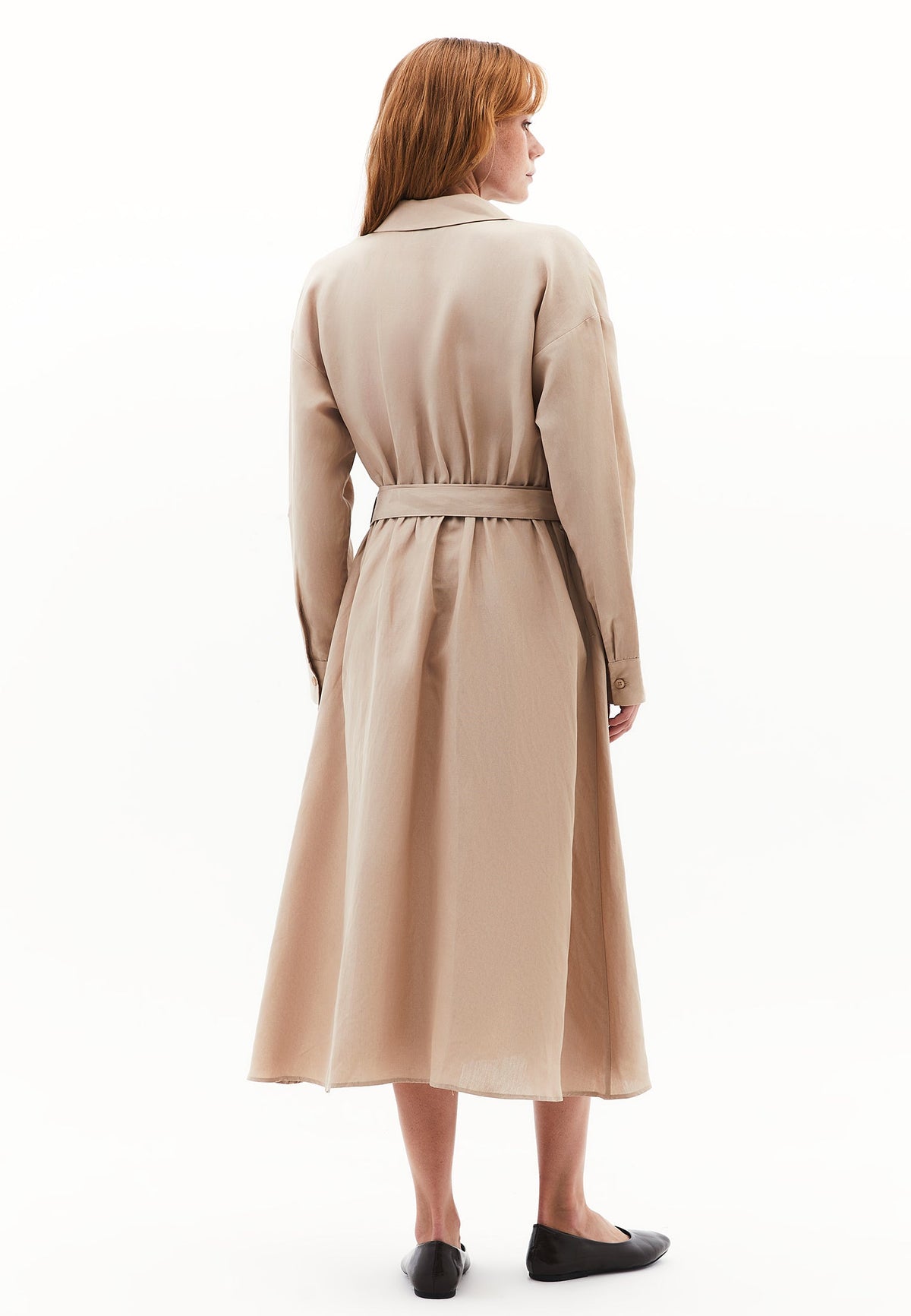 Long Dress With Belt Detail - SAVANNAH TAN