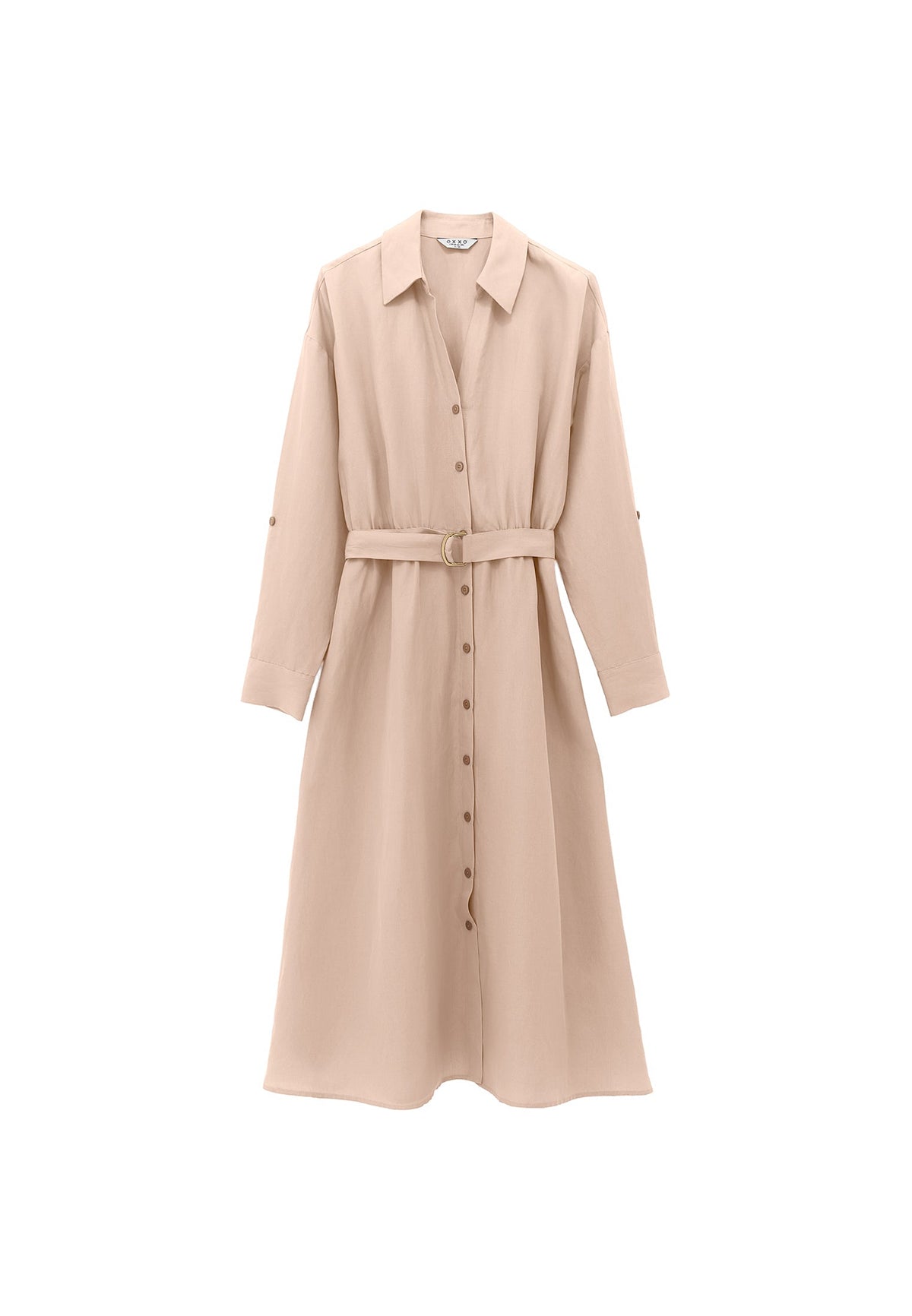 Long Dress With Belt Detail - SAVANNAH TAN