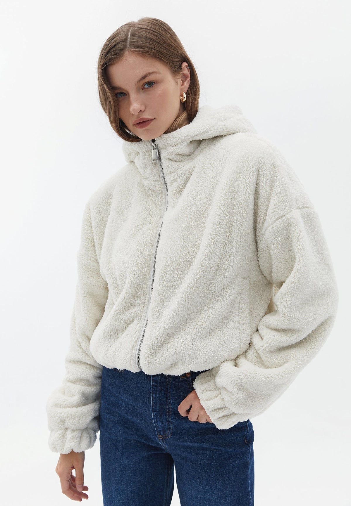 Long Sleeve Hooded Jacket - SILVER BIRCH