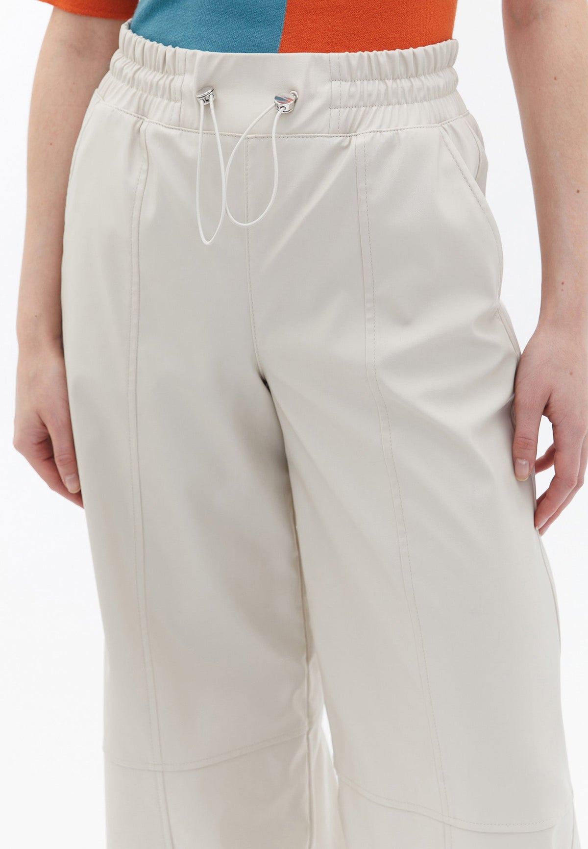 Wide Leg Ultra High Waist Leather Pants - SILVER BIRCH