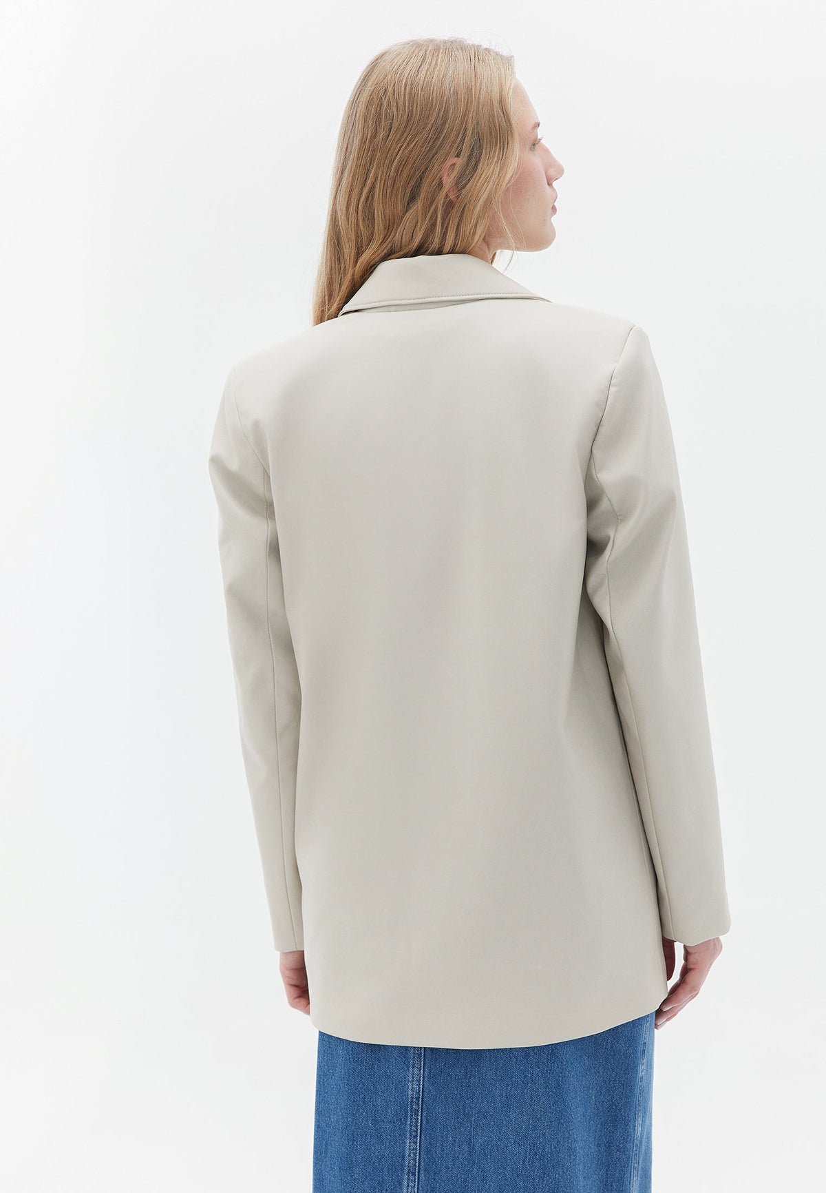 Long Sleeve Jacket With Button Details - SILVER BIRCH
