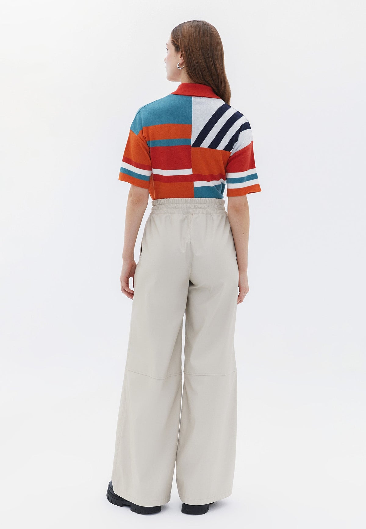 Wide Leg Ultra High Waist Leather Pants - SILVER BIRCH