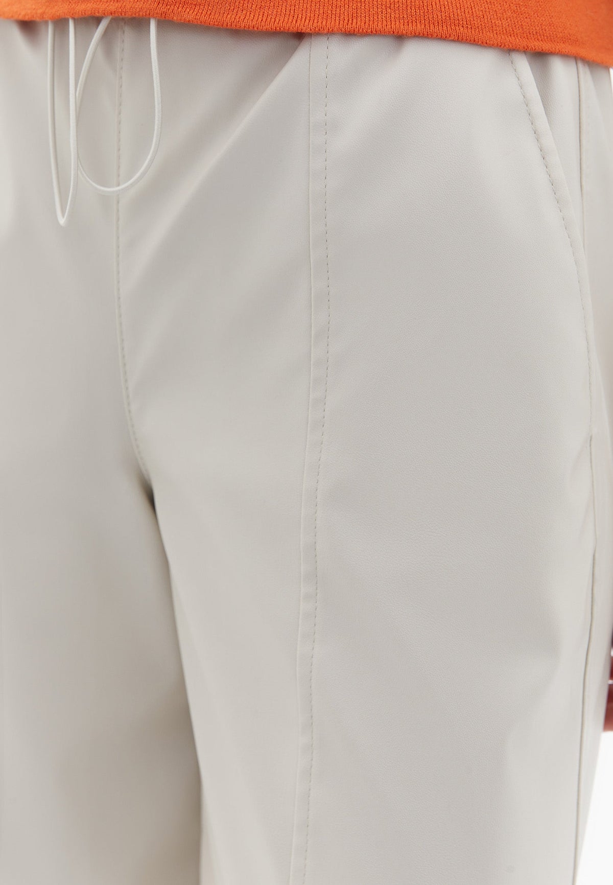 Wide Leg Ultra High Waist Leather Pants - SILVER BIRCH
