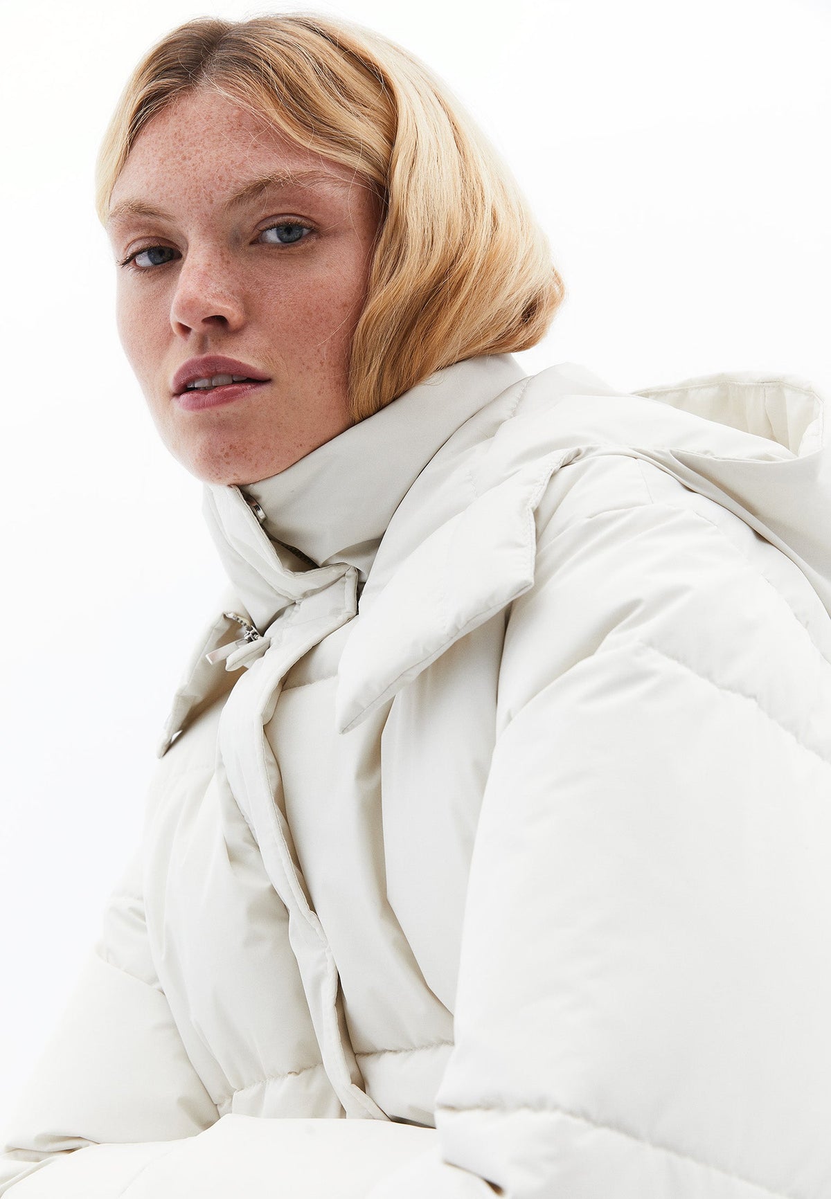 Long Coat With Zipper Detail - SILVER BIRCH