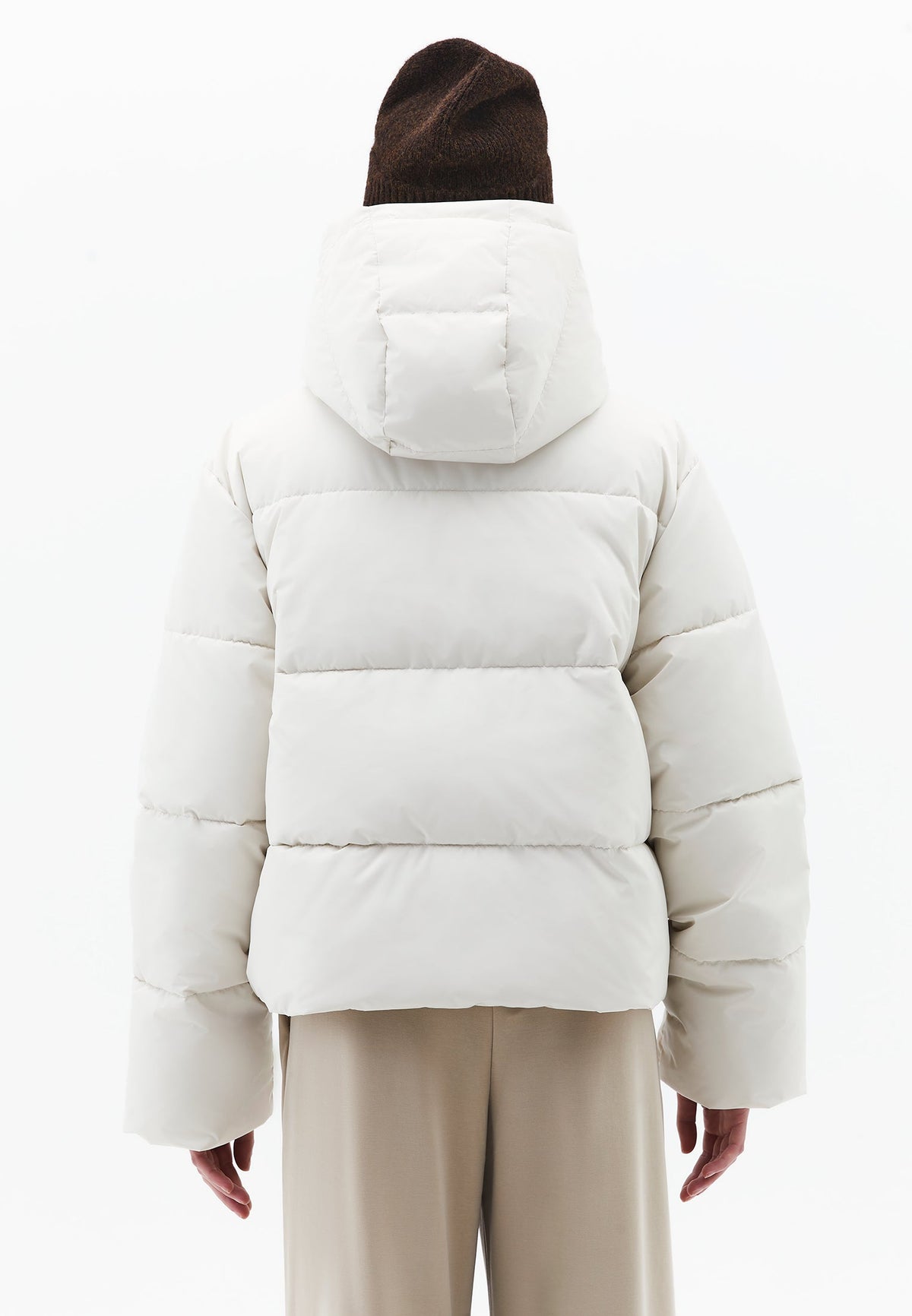 Hooded Loose Coat - SILVER BIRCH