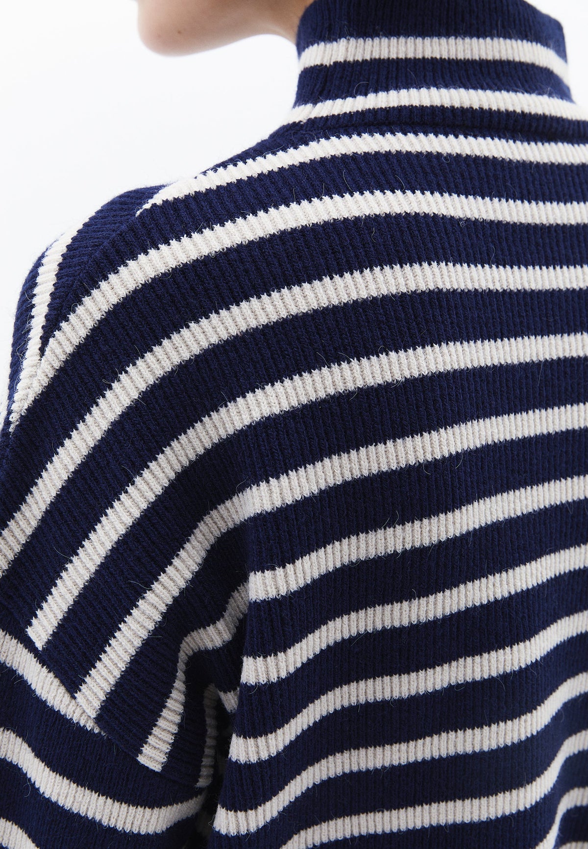 High Neck Cropped Sweater - OCEAN CAVERN/SILVER BIRCH