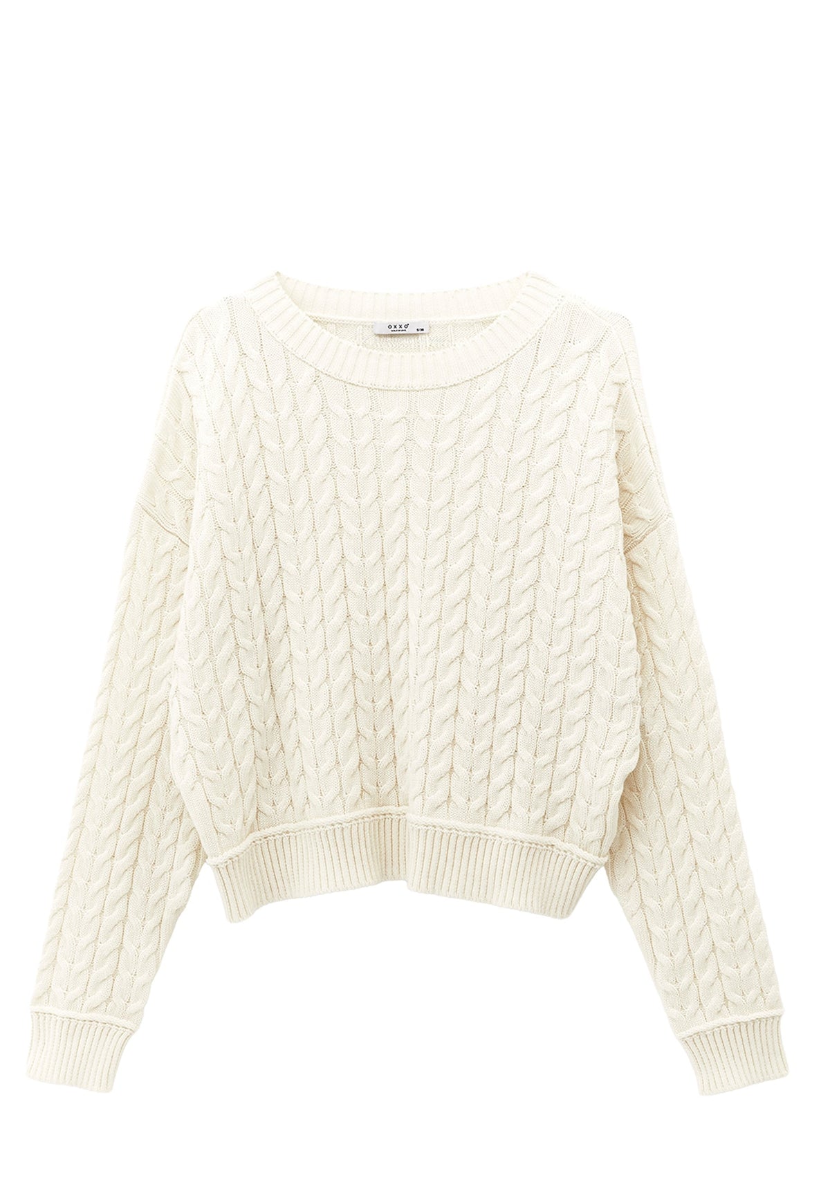 Sweater With Knitted Details - SILVER BIRCH