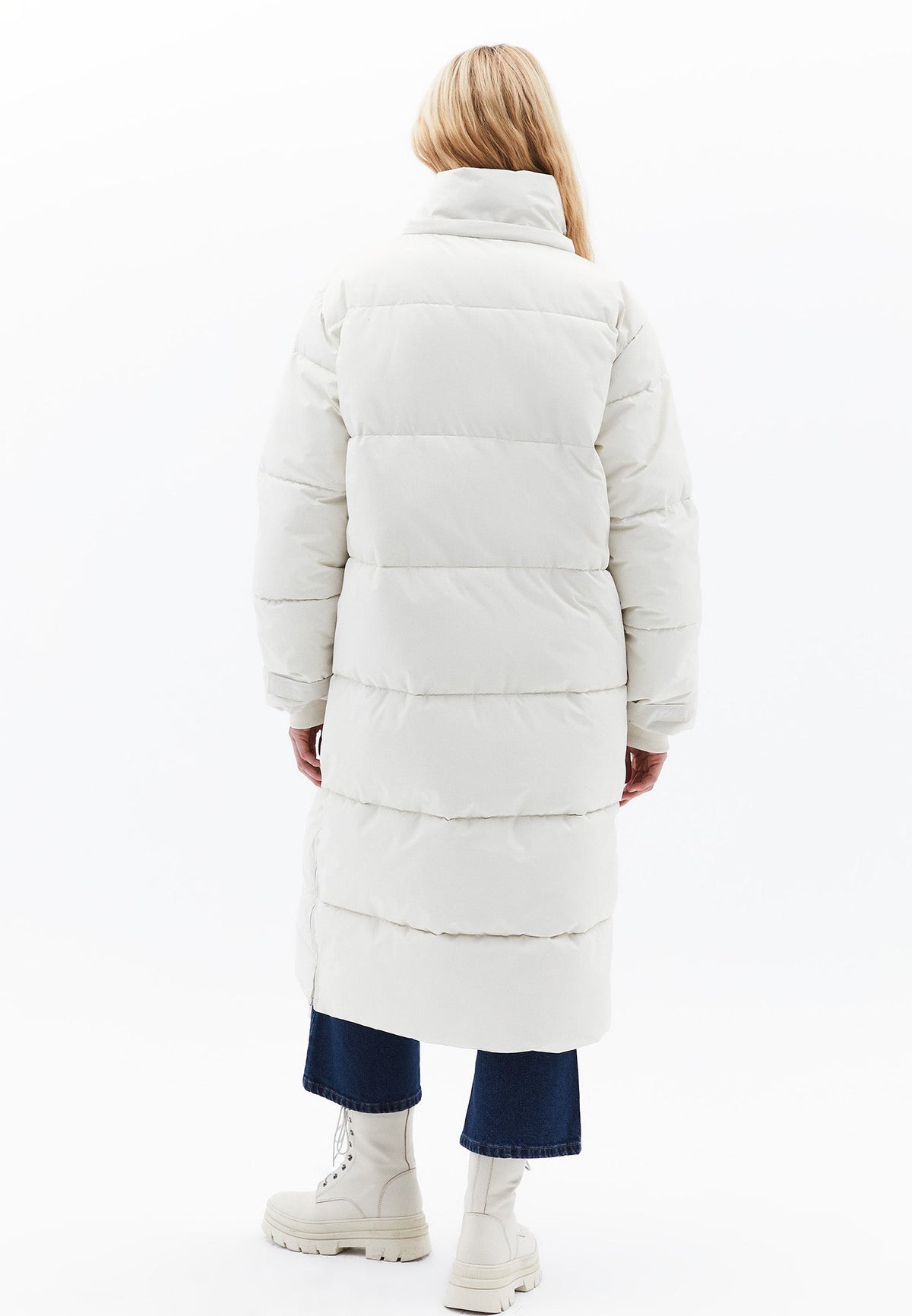 Long Coat With Zipper Detail - SILVER BIRCH