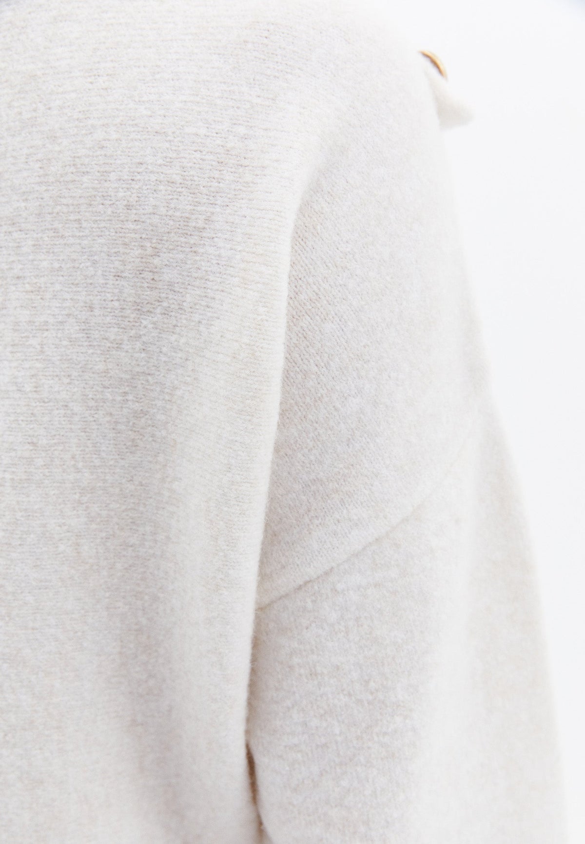High Neck Button Detailed Sweater - SILVER BIRCH
