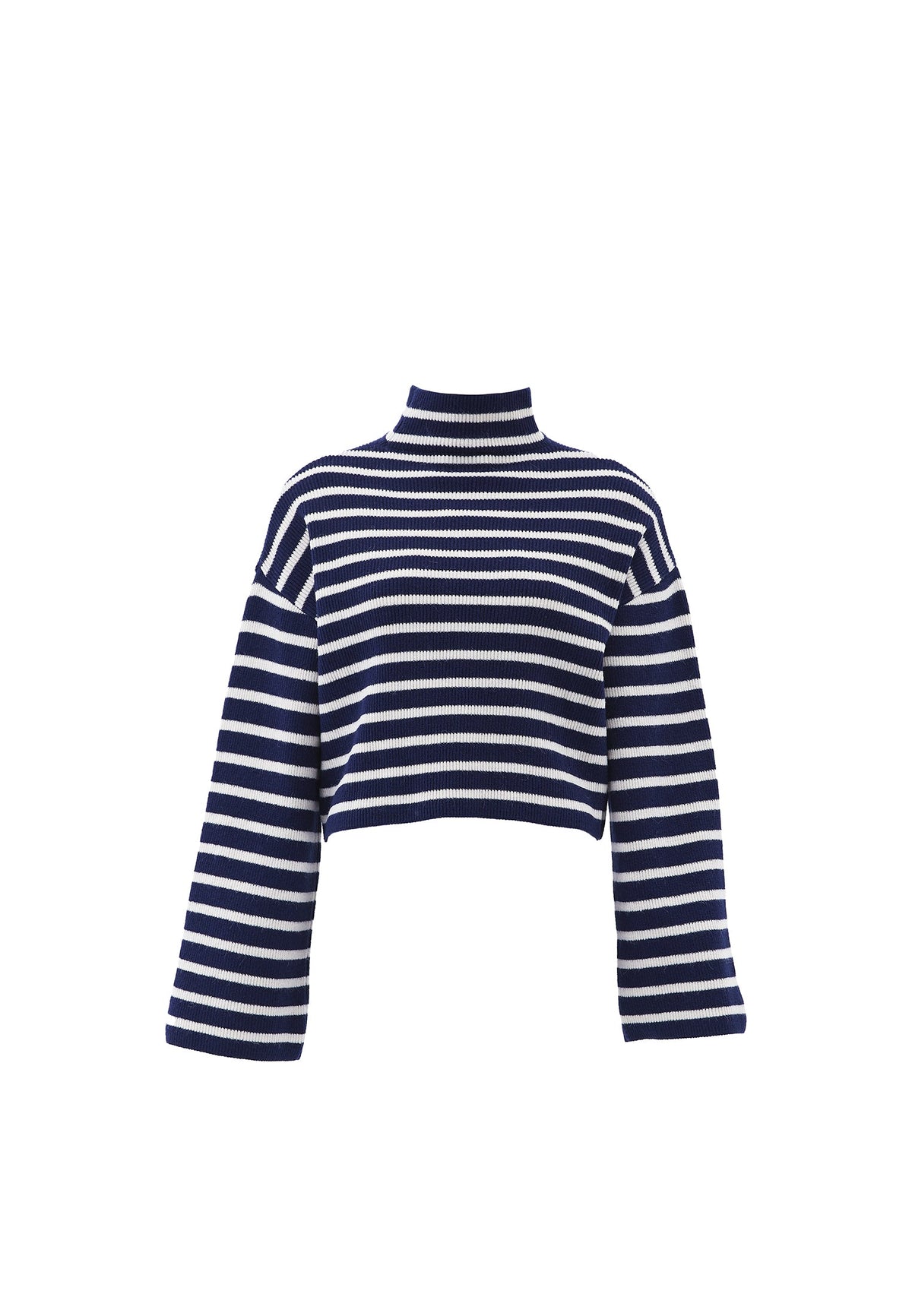 High Neck Cropped Sweater - OCEAN CAVERN/SILVER BIRCH