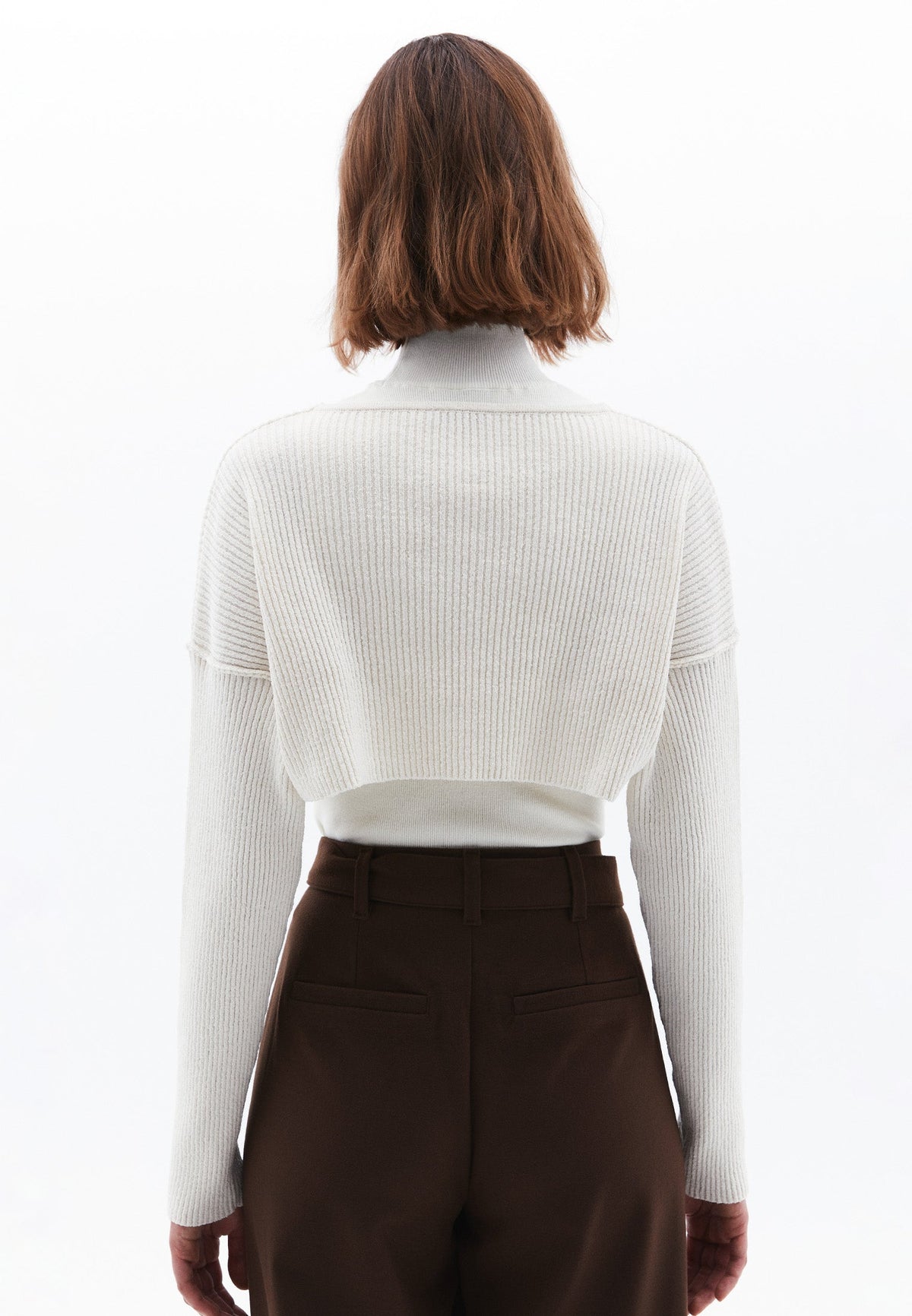 Boat Neck Cropped Sweater - SILVER BIRCH