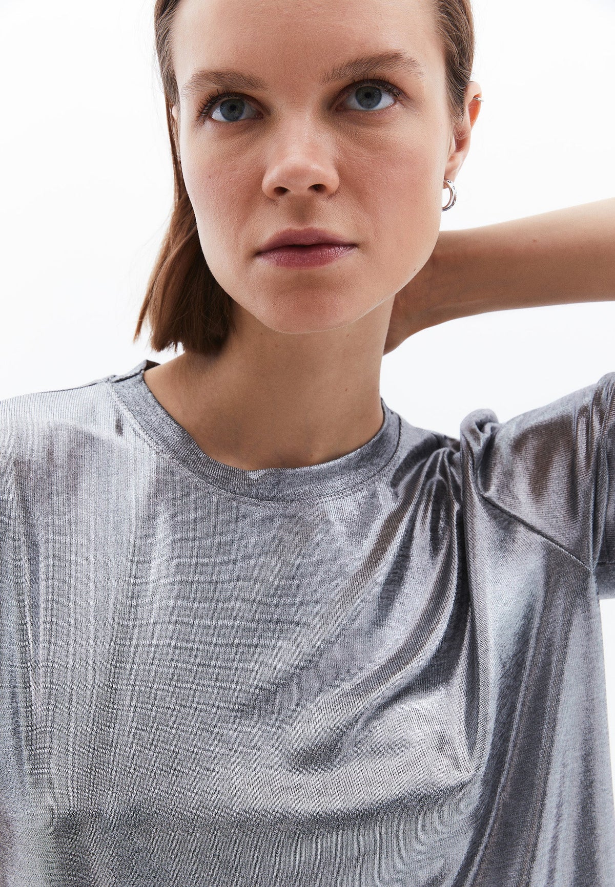 Crew Neck Short Sleeve T-Shirt - SILVER