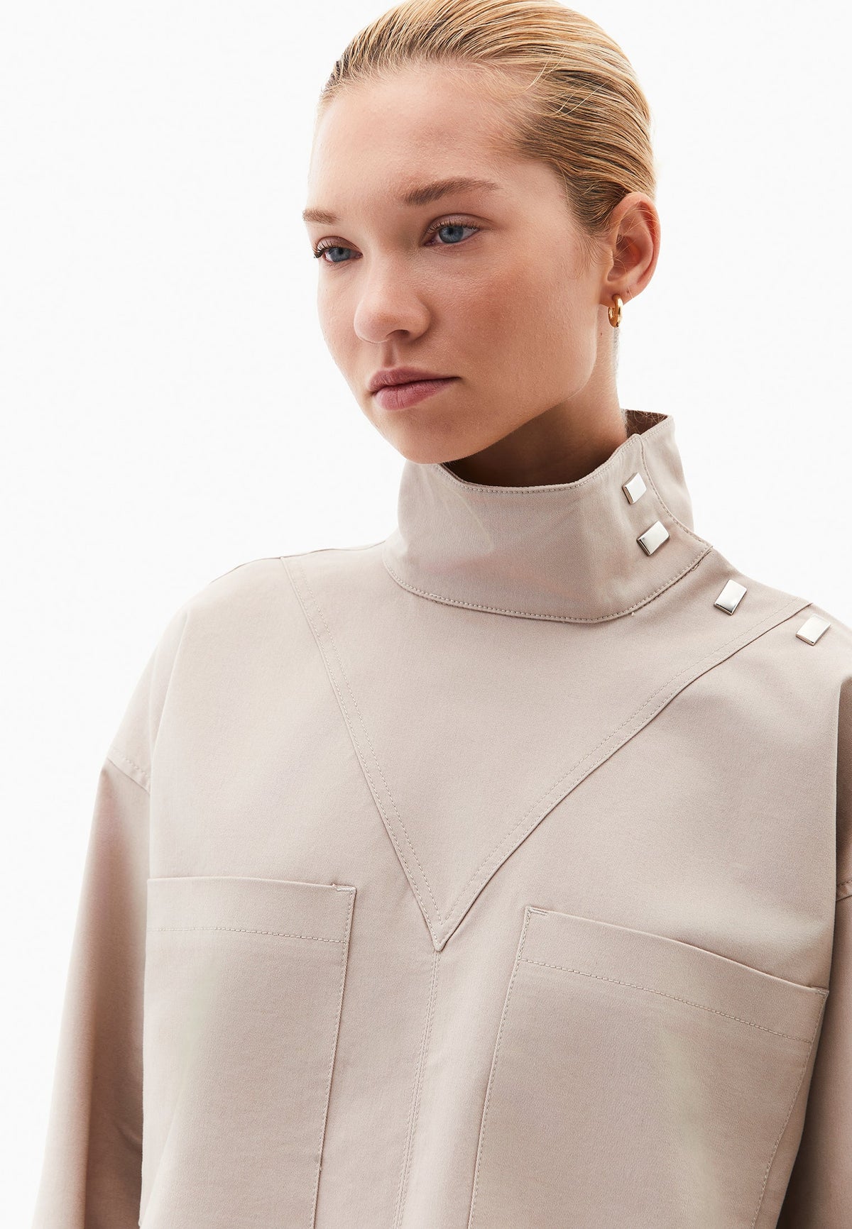 Turtleneck Long Sleeve Shirt - SIMPLY TAUPE