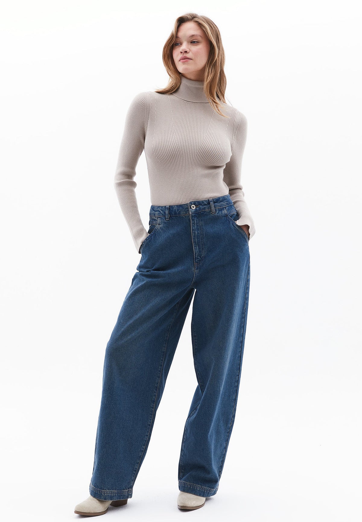 Ribbed Raglan Sleeve Turtleneck Sweater - SIMPLY TAUPE