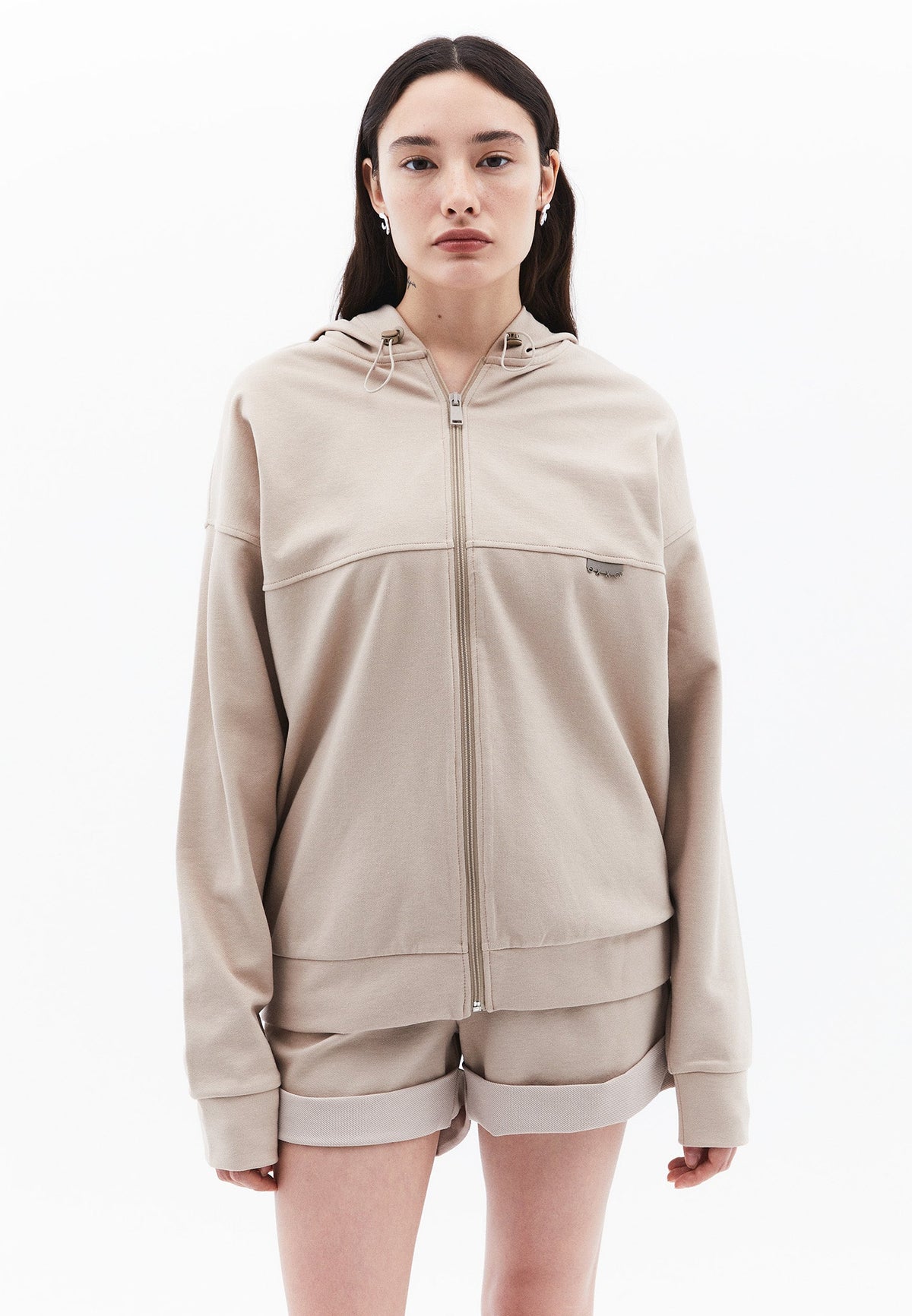 Hooded Long Sleeve Sweatshirt - SIMPLY TAUPE