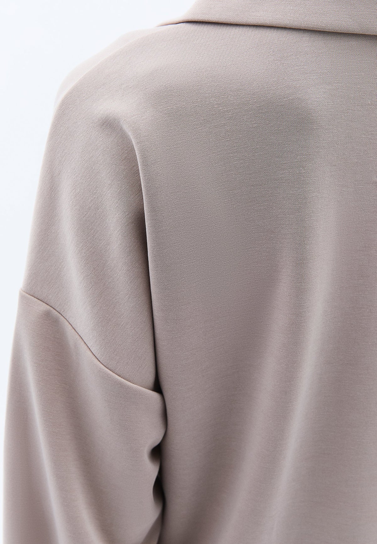 Sweatshirt With Pocket Detail And High Collar - SIMPLY TAUPE