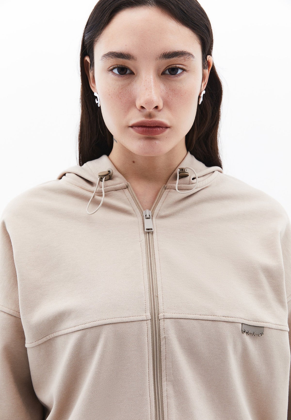 Hooded Long Sleeve Sweatshirt - SIMPLY TAUPE