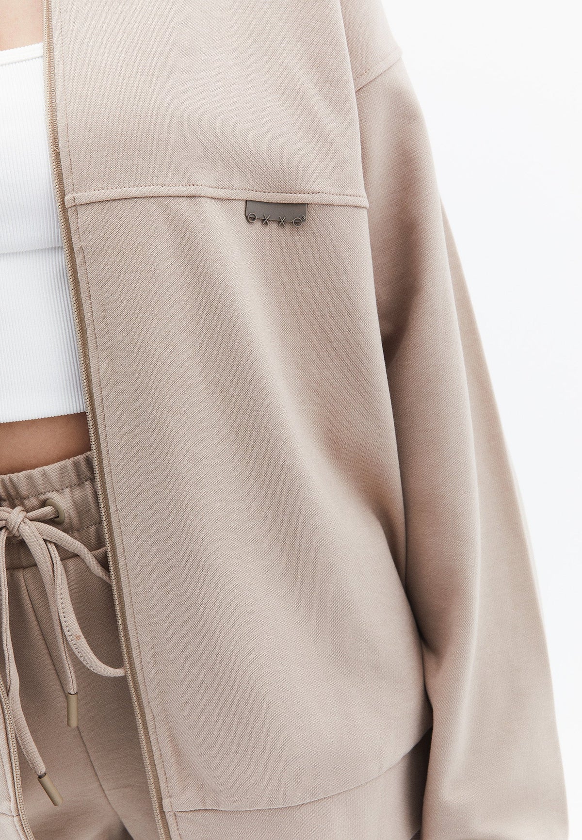 Hooded Long Sleeve Sweatshirt - SIMPLY TAUPE