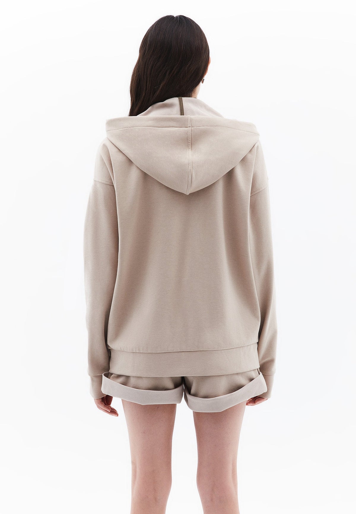Hooded Long Sleeve Sweatshirt - SIMPLY TAUPE