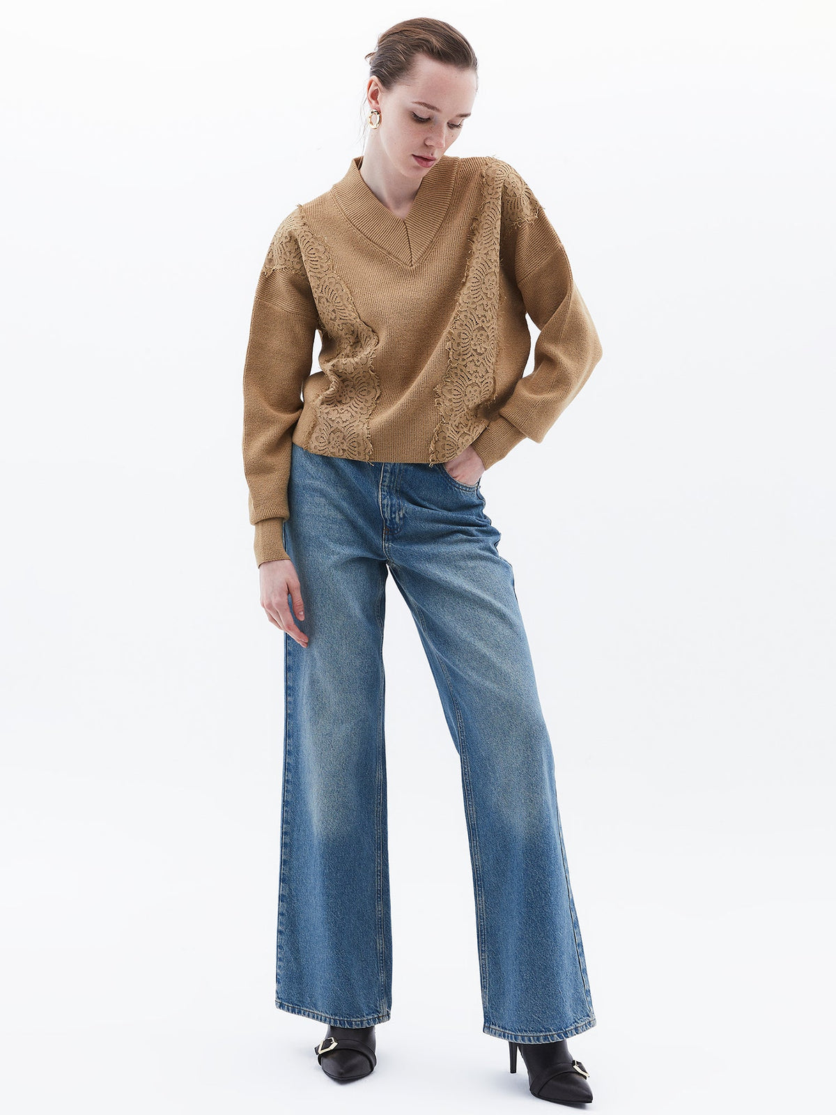 Embroidered Long Sleeve Crew Neck Sweater - STARFISH
