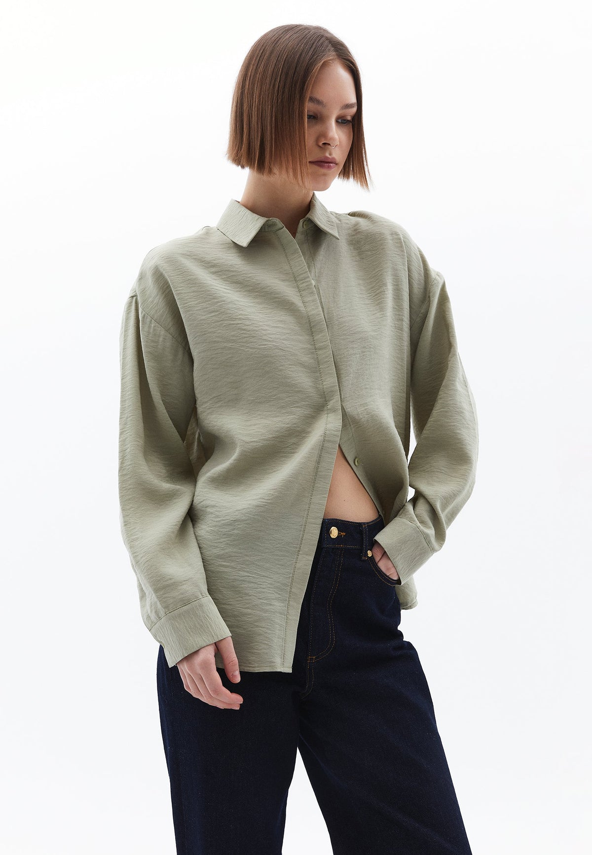 Oversize Shirt With Button Detail - TEA