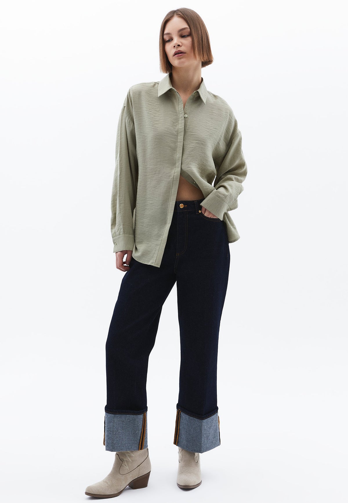 Oversize Shirt With Button Detail - TEA