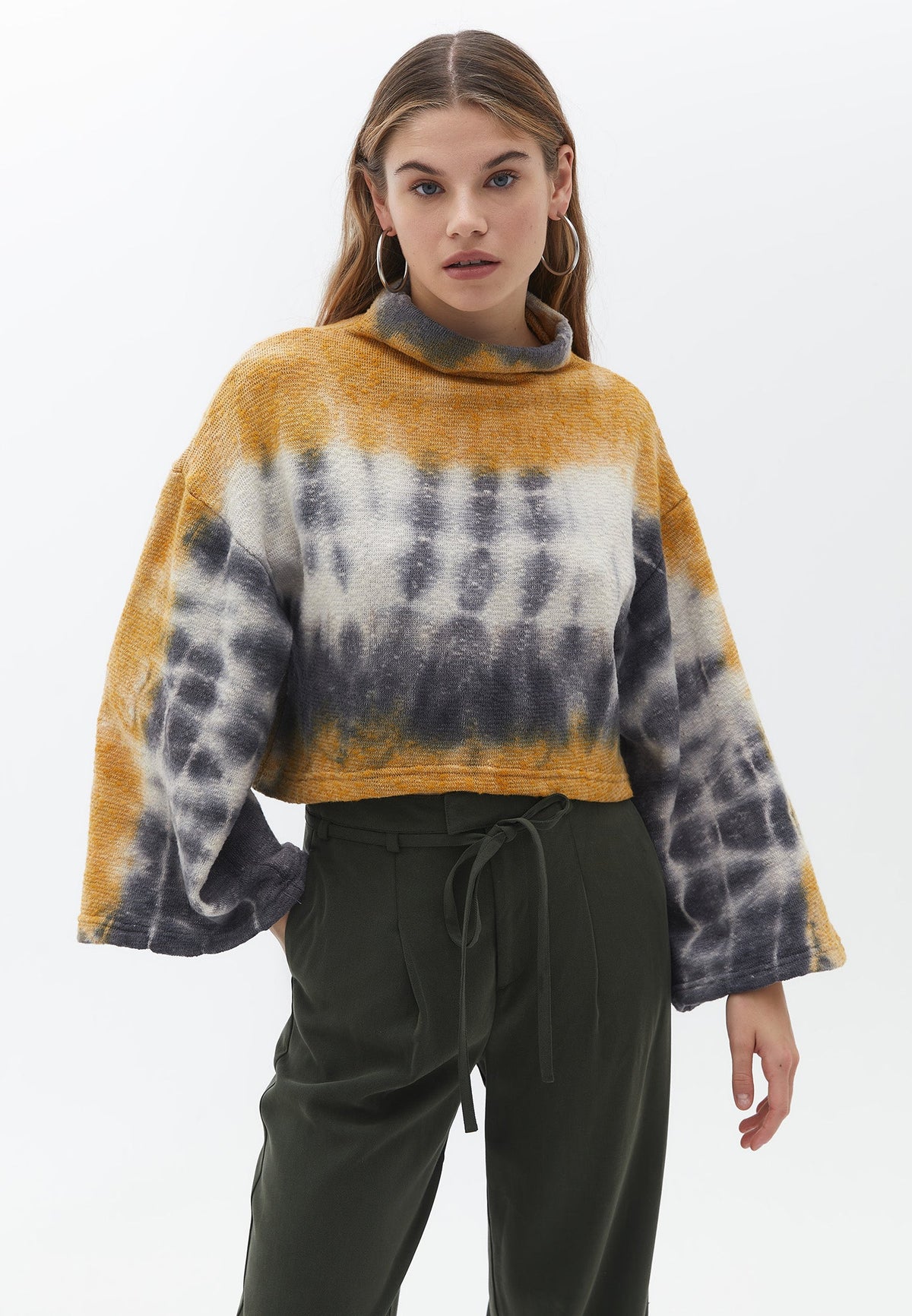 Oversize Cropped Tie-Dye Blouse - TIE DYE