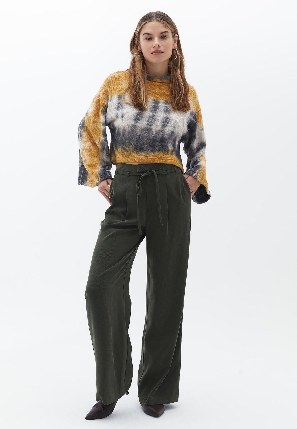 Oversize Cropped Tie-Dye Blouse - TIE DYE