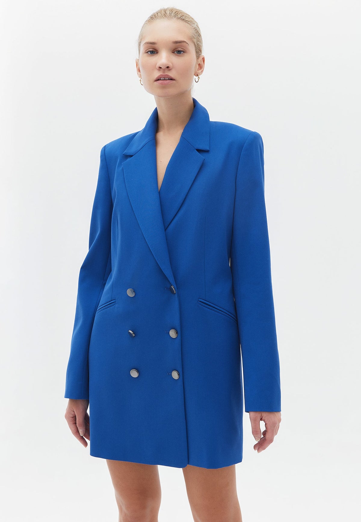 Slim Fit Short Jacket With Button Details - TRUE BLUE