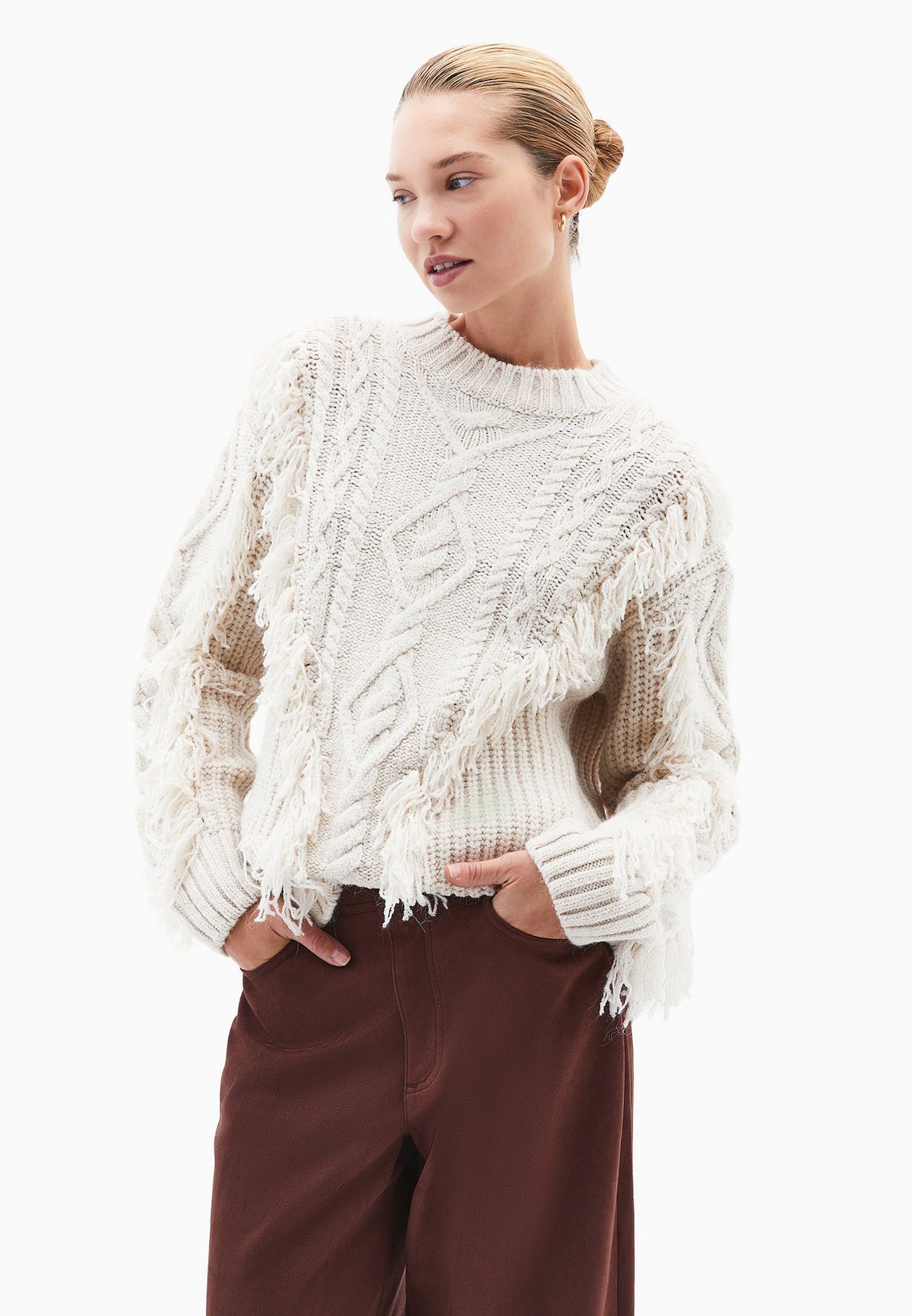 Knit Sweater With Ribbed Details And Crew Neck - TURTLEDOVE