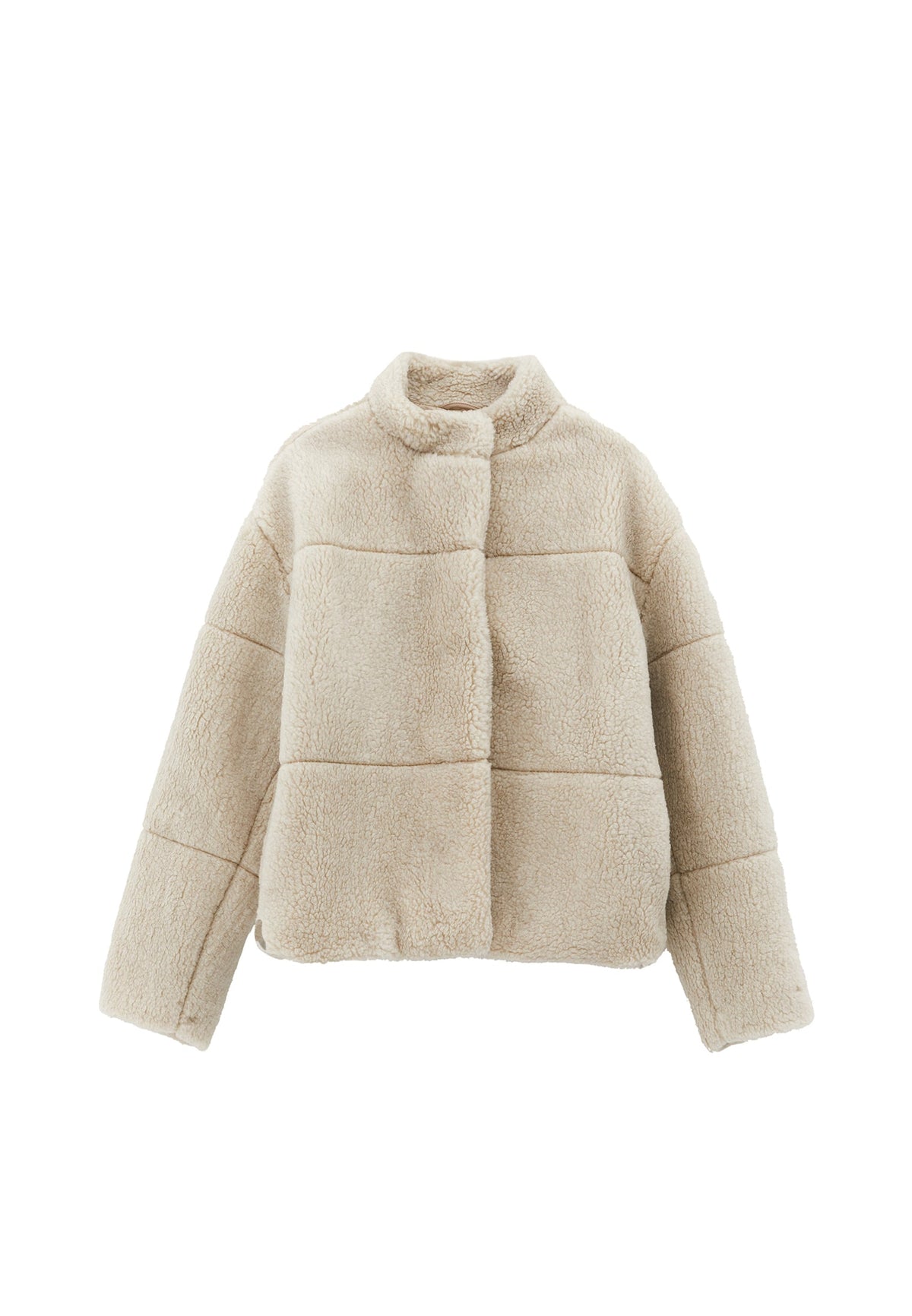 High Collar Bouclé Short Jacket - TURTLEDOVE