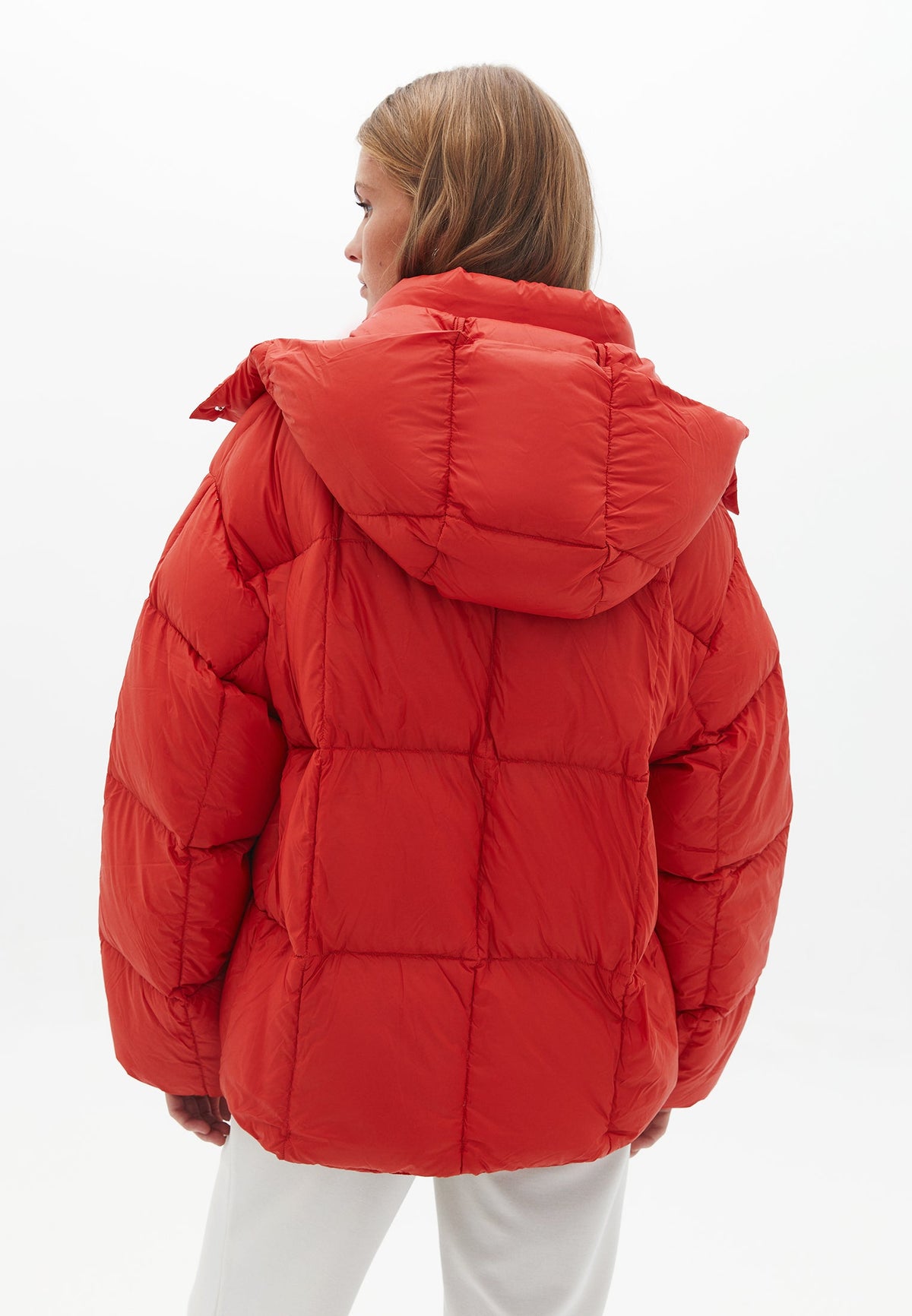Hooded Oversize Quilted Coat - VALIANT POPPY